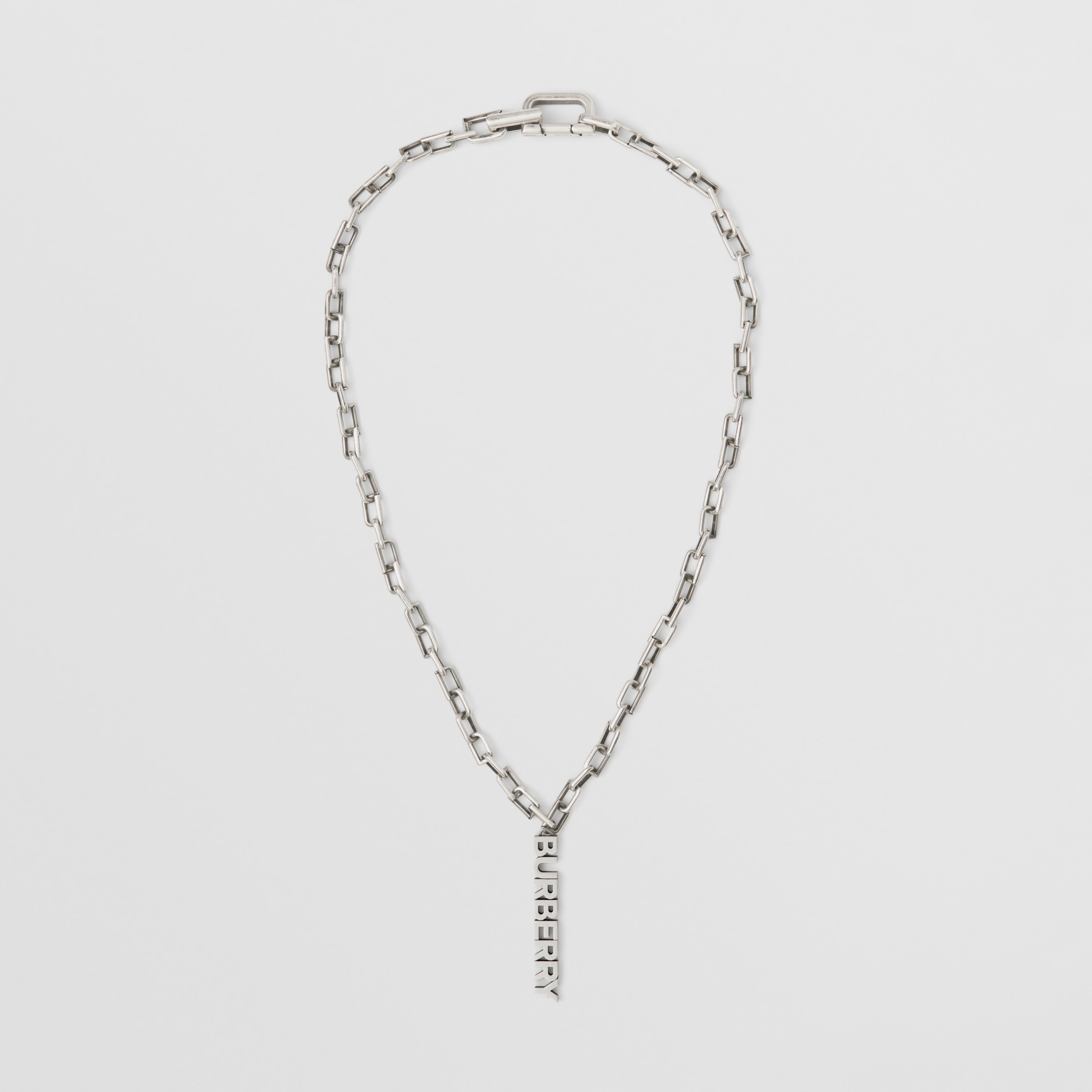 Logo Detail Palladium-plated Necklace in Aged Silver - Men | Burberry®  Official
