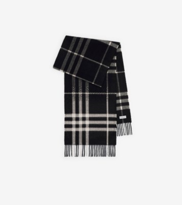Embellished Check Cashmere Scarf in Black/calico beige | Burberry