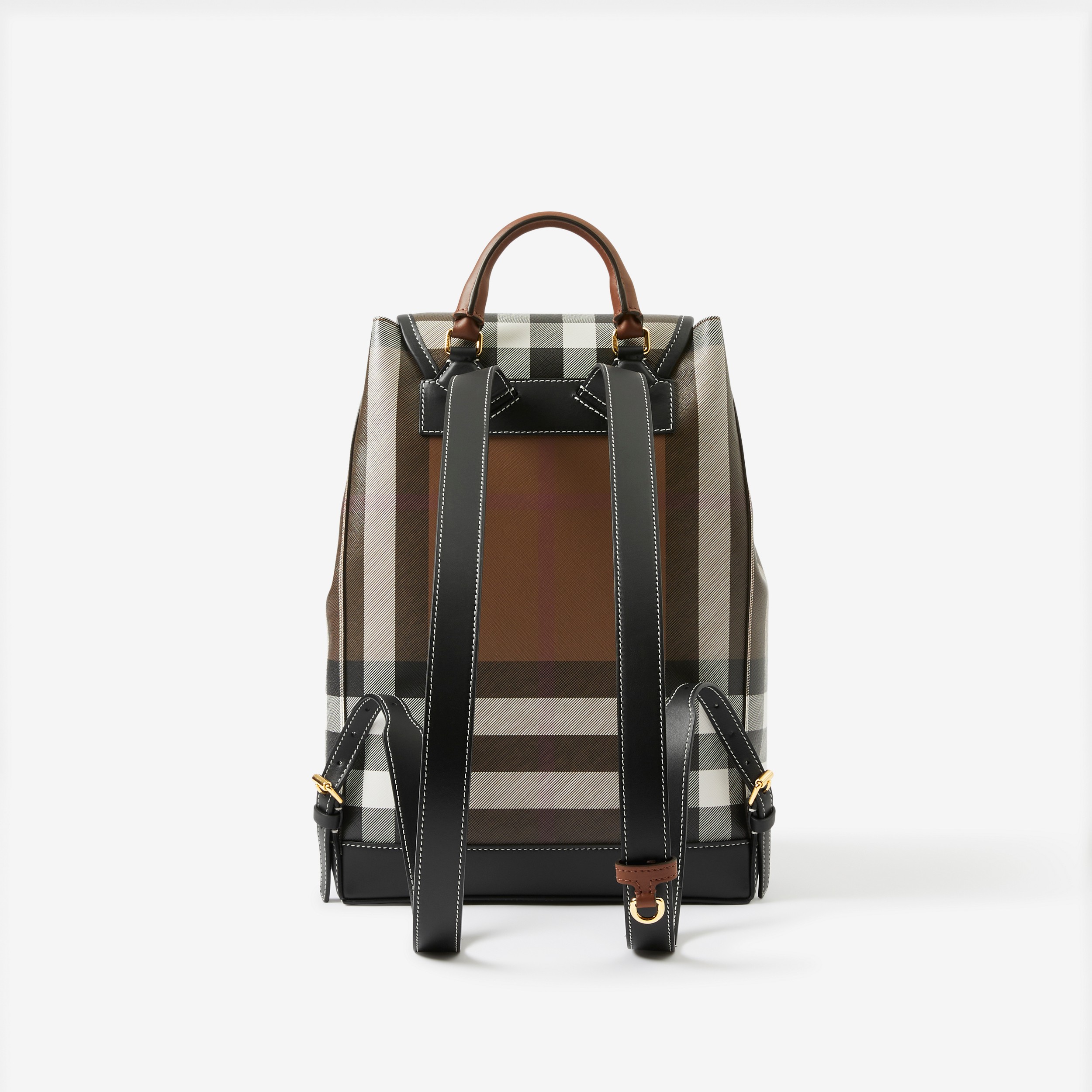 Check and Leather Backpack in Dark Birch Brown - Women | Burberry® Official - 3