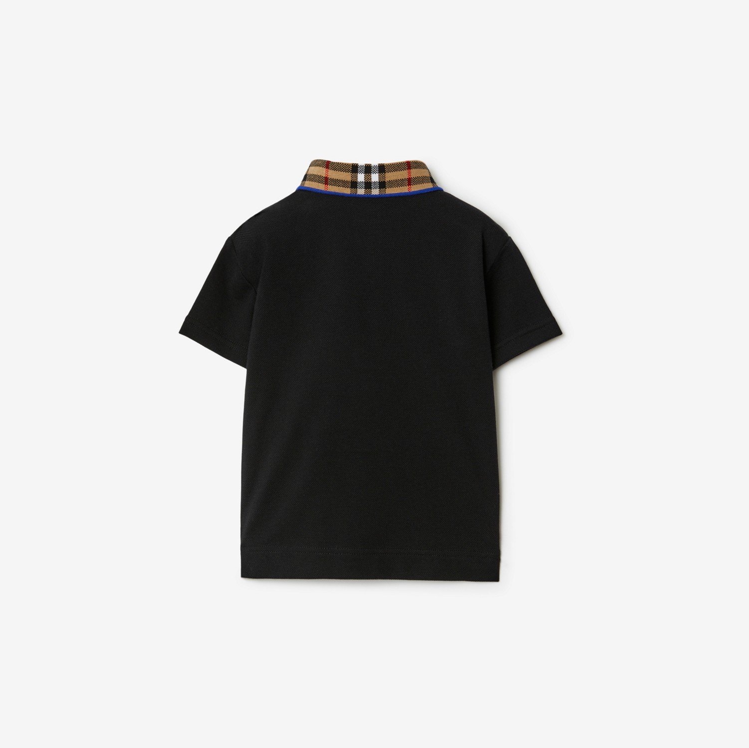 Check Collar Cotton Polo Shirt in Black - Children | Burberry® Official