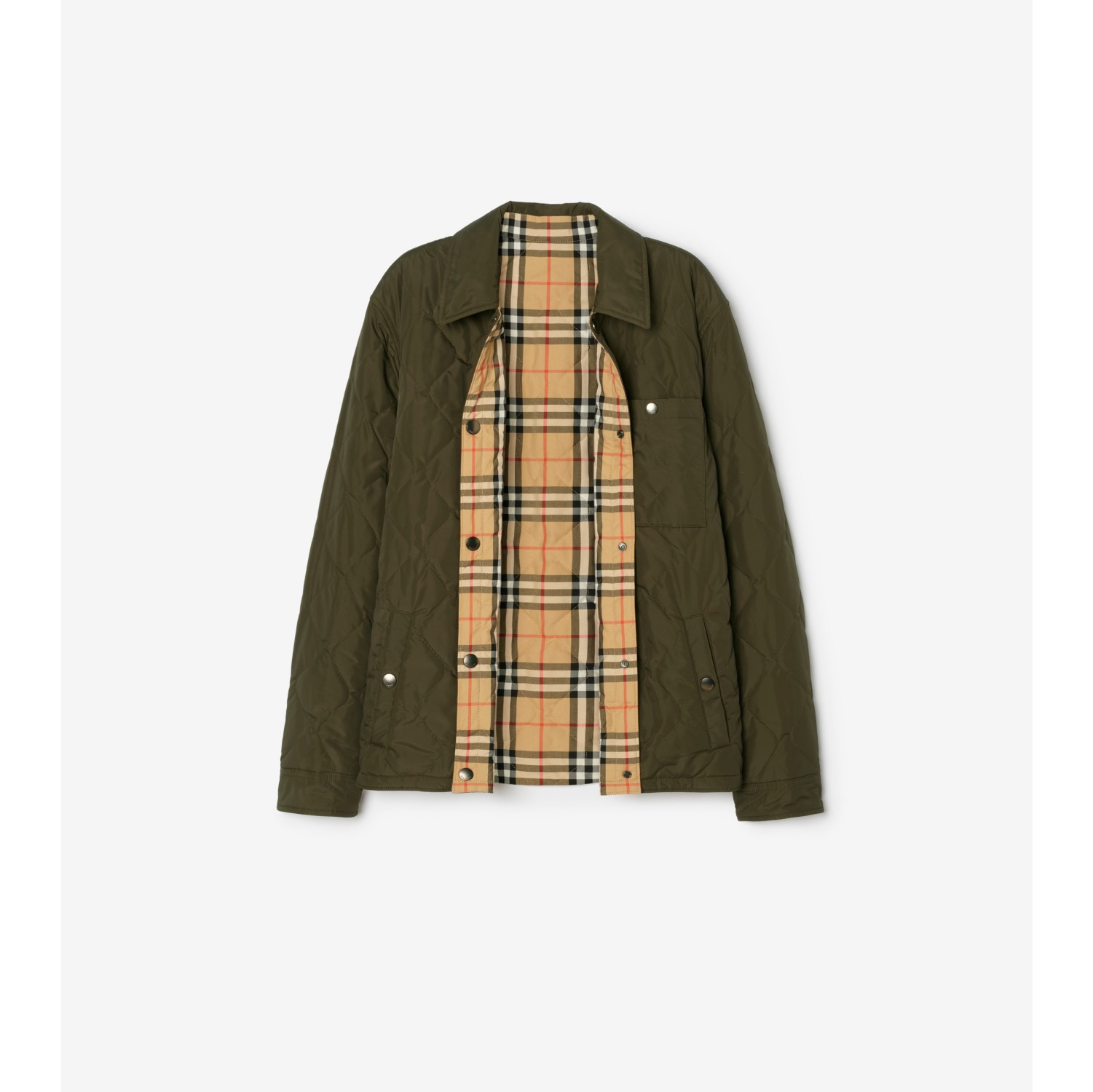 Reversible Quilted Nylon Brighton Overshirt in Shale green - Men