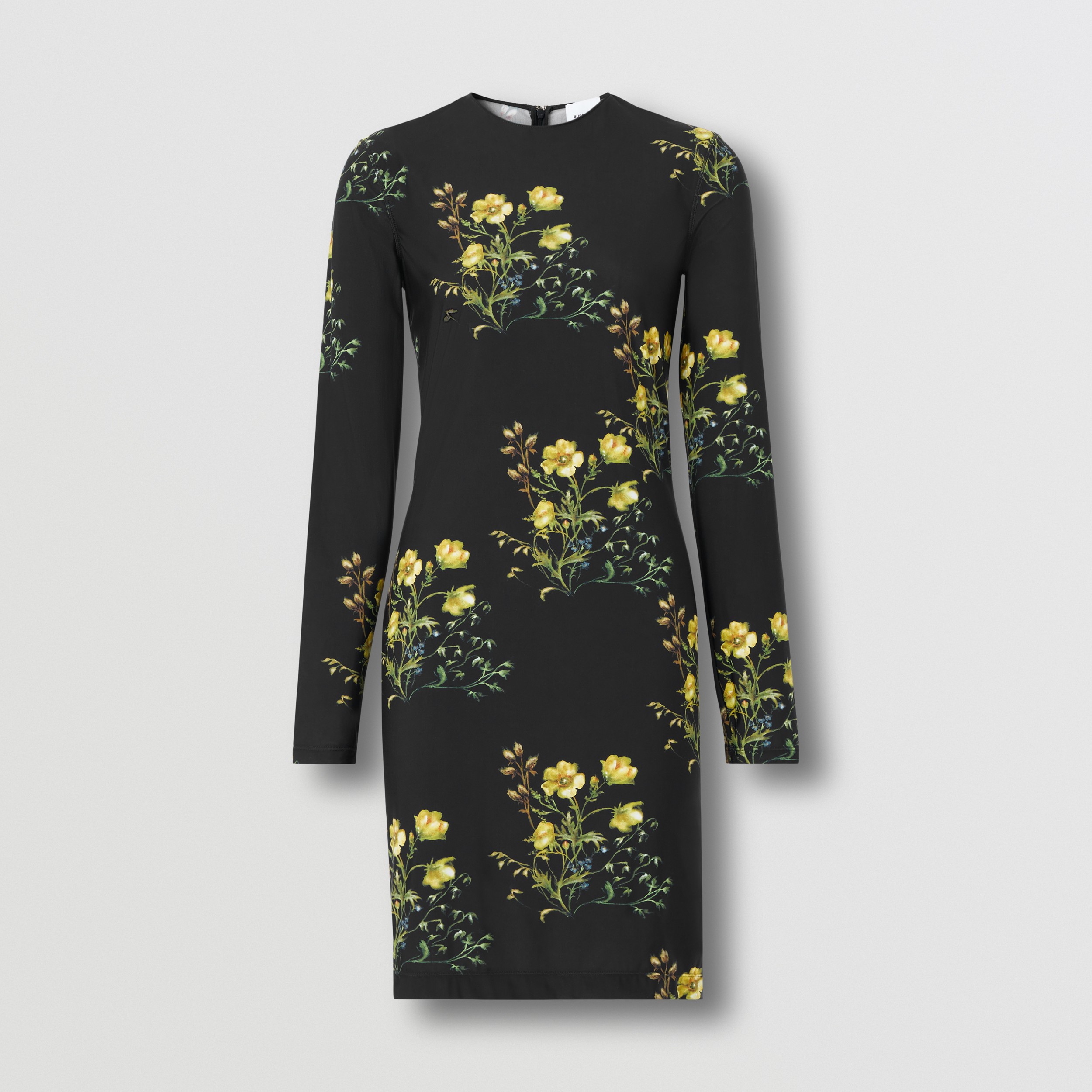 Floral Print Stretch Jersey Dress in Black - Women | Burberry® Official - 4