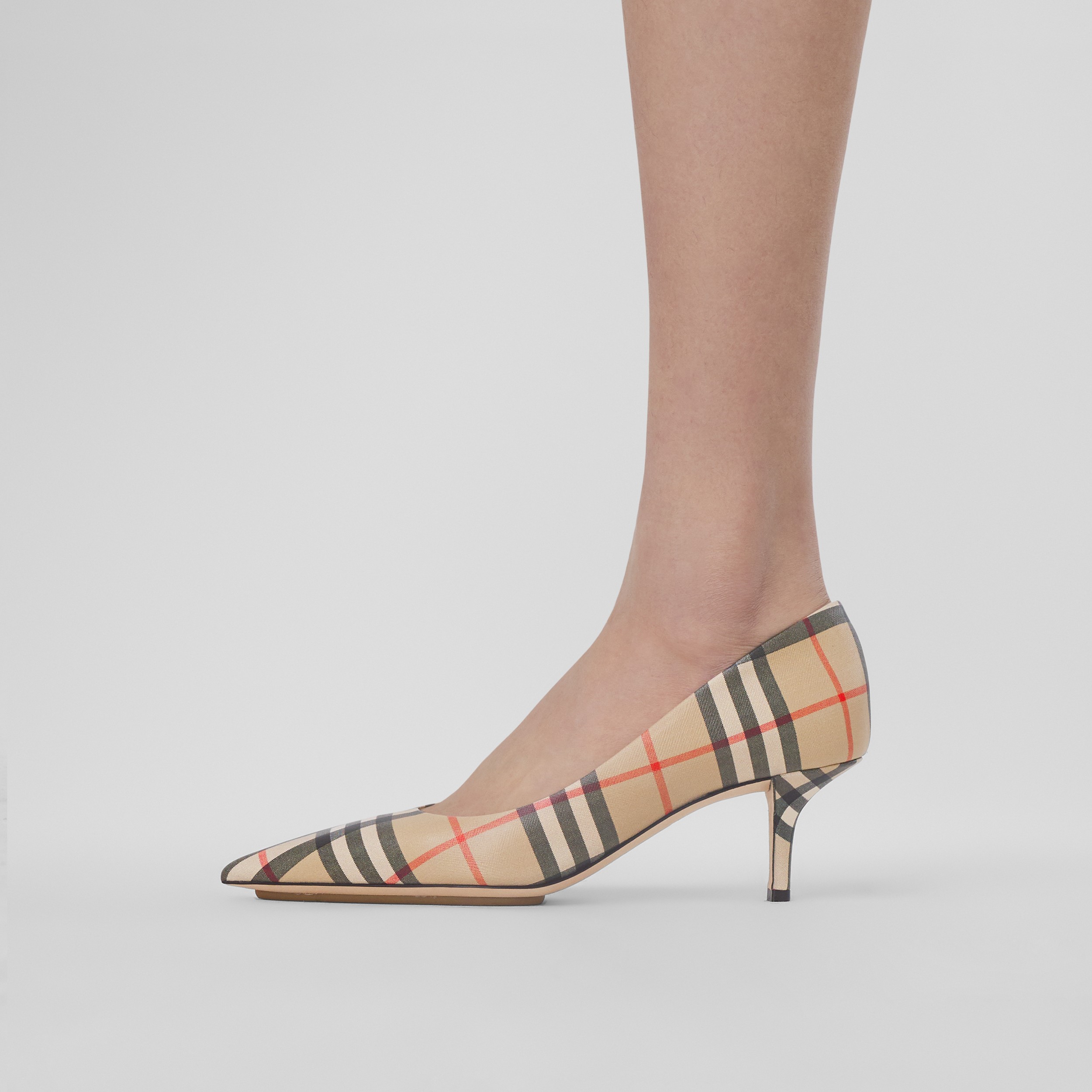 Vintage Check Leather Point-toe Pumps in Archive Beige - Women | Burberry® Official - 3
