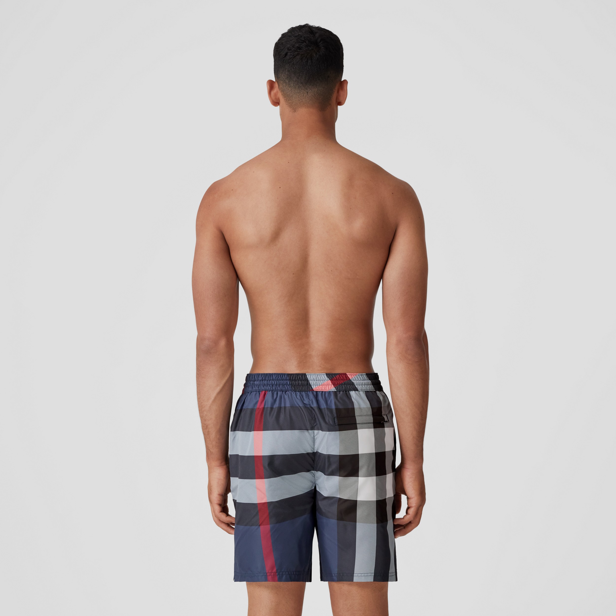Exaggerated Check Drawcord Swim Shorts in Carbon Blue - Men | Burberry® Official - 2