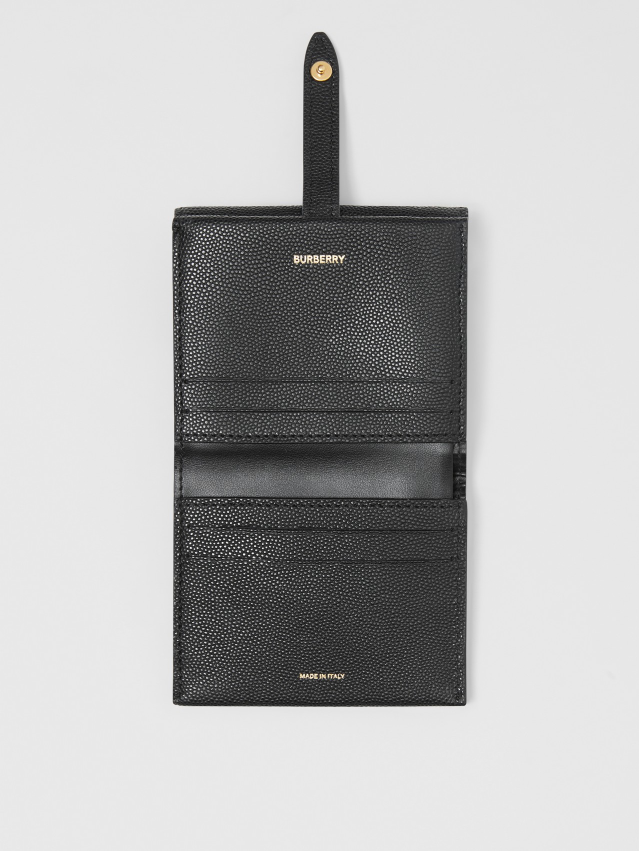 Monogram Motif Grainy Leather Folding Wallet in Black