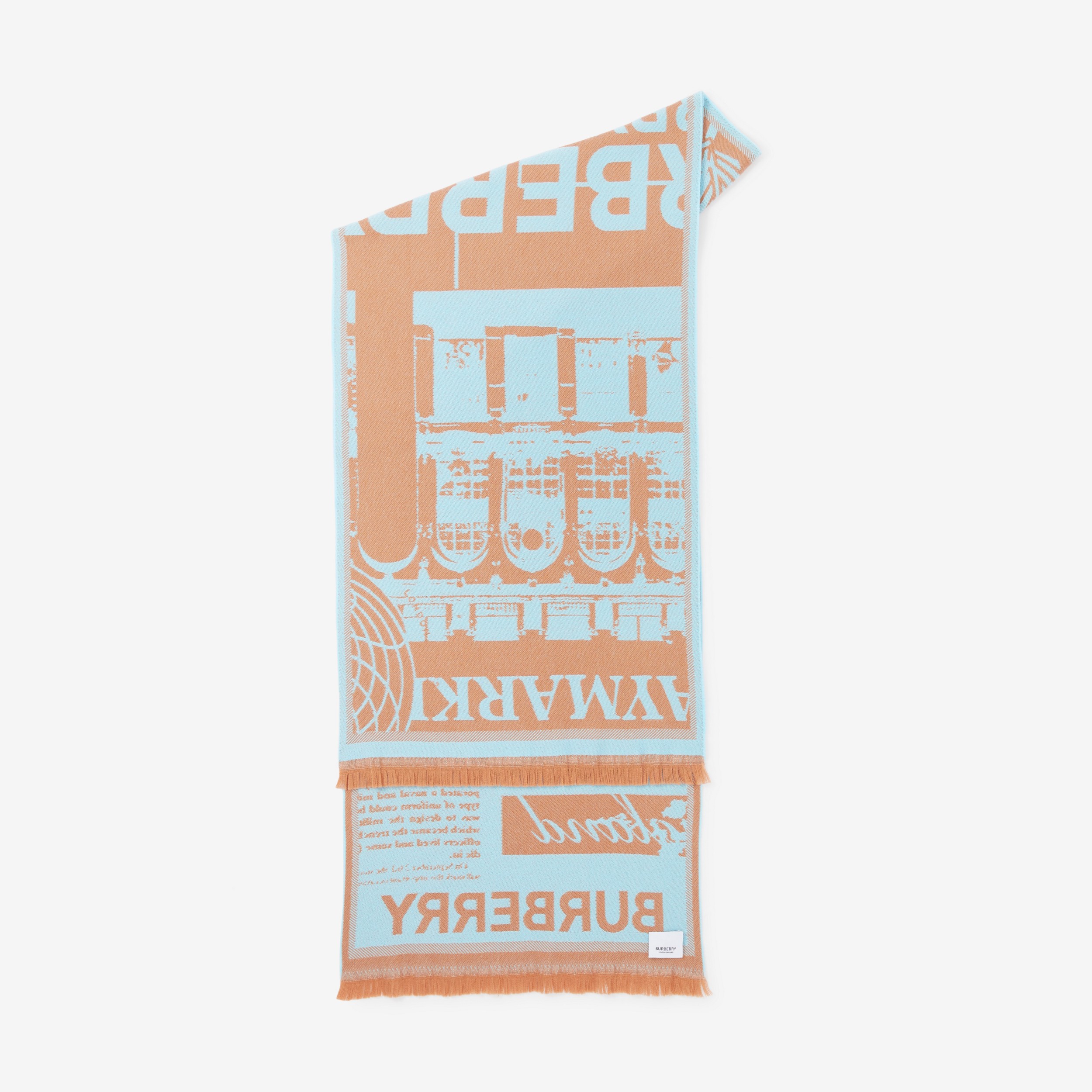 Écharpe en jacquard de laine avec montage (Camel/bleu Digitale) | Site officiel Burberry® - 2
