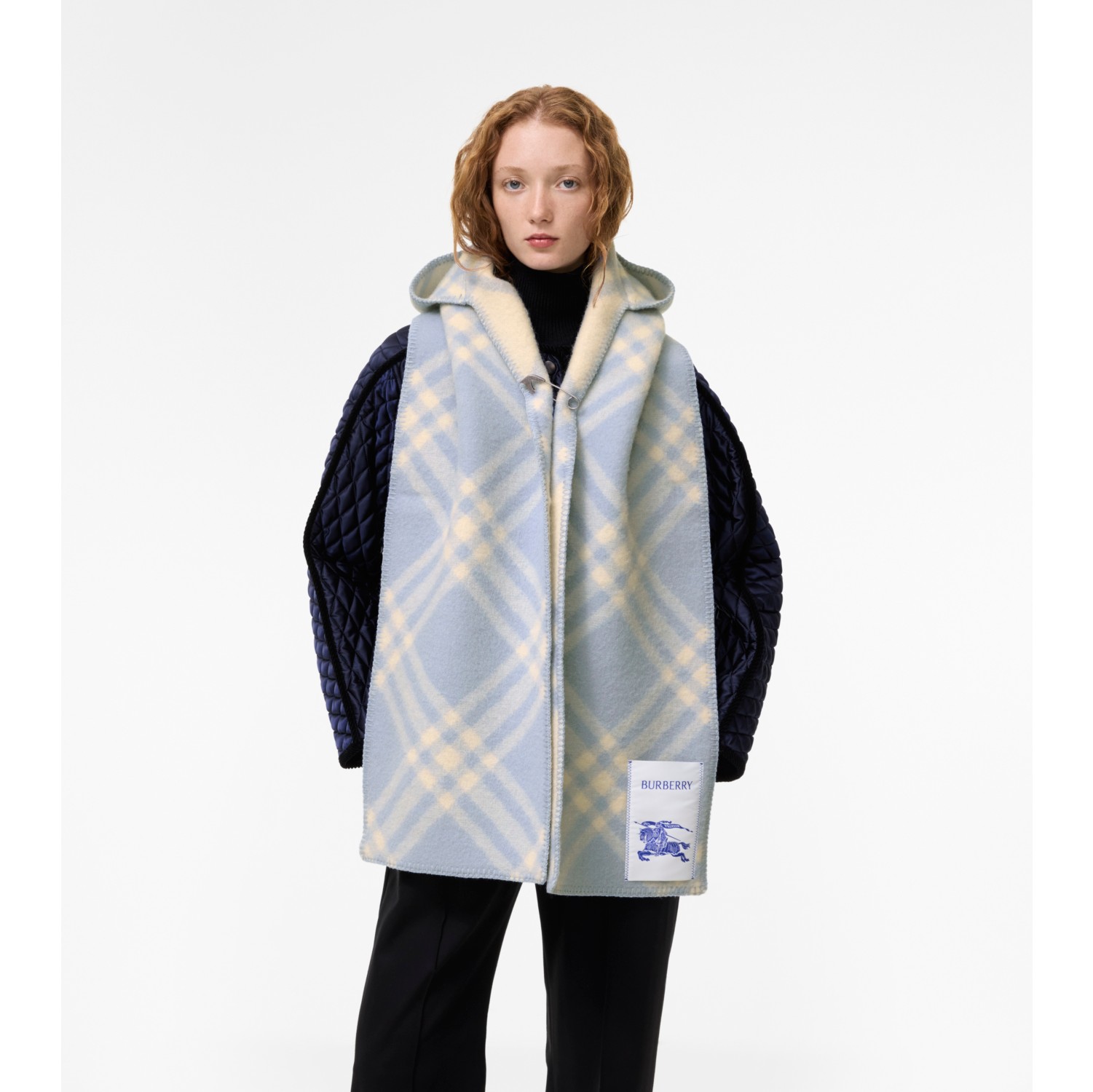 Check Wool Hooded Scarf
