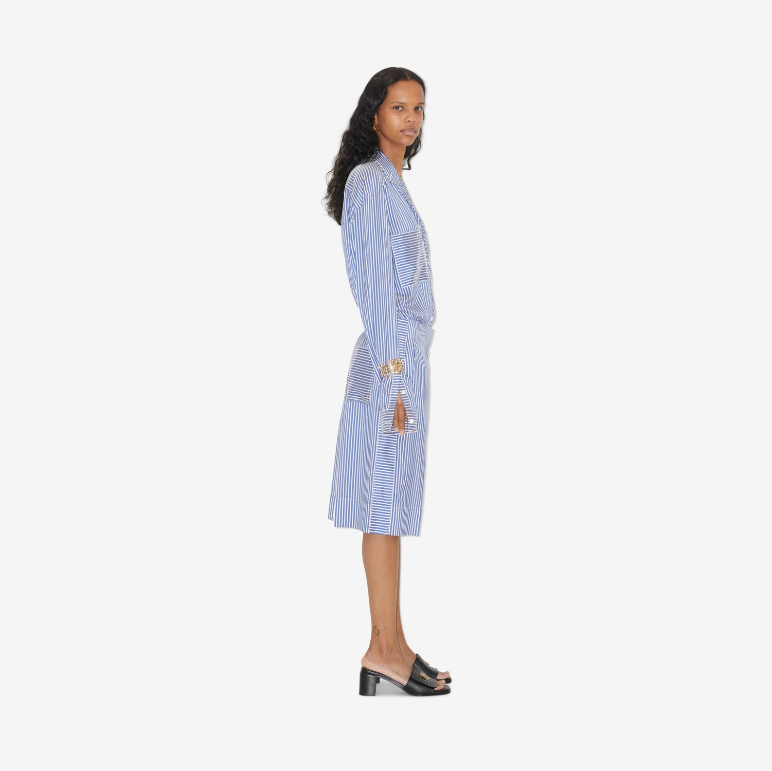 Pantalones cortos de vestir en seda a rayas (Azul/blanco) - Mujer | Burberry® oficial