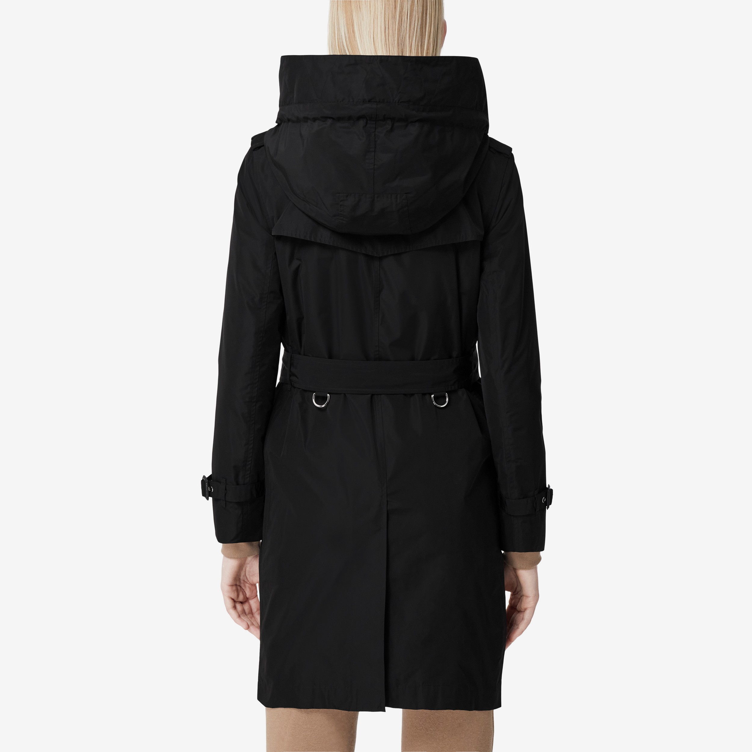 Trench coat Kensington de tafetá com capuz removível (Preto) - Mulheres | Burberry® oficial - 3