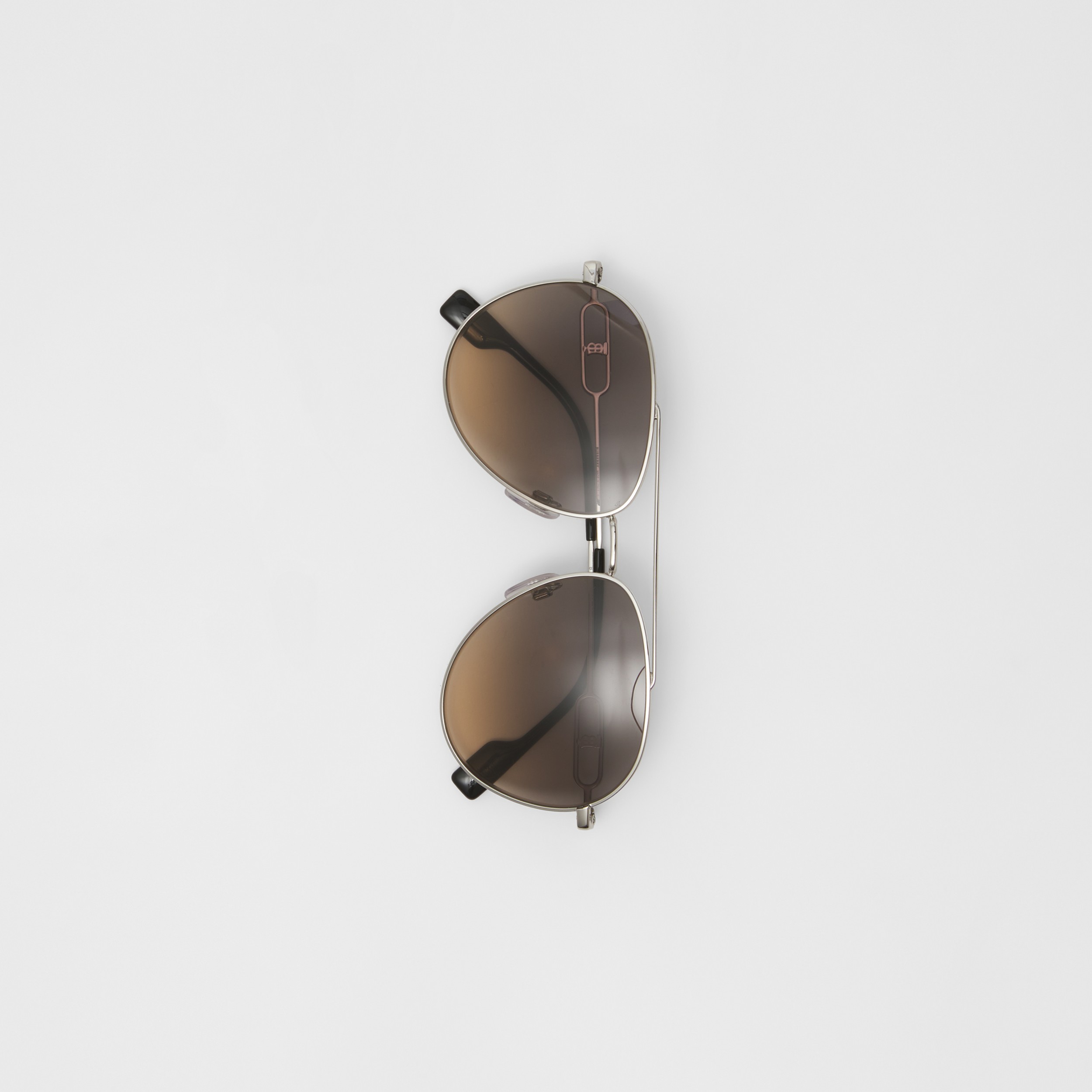 Monogram Motif Pilot Sunglasses in Silver - Women | Burberry® Official - 4