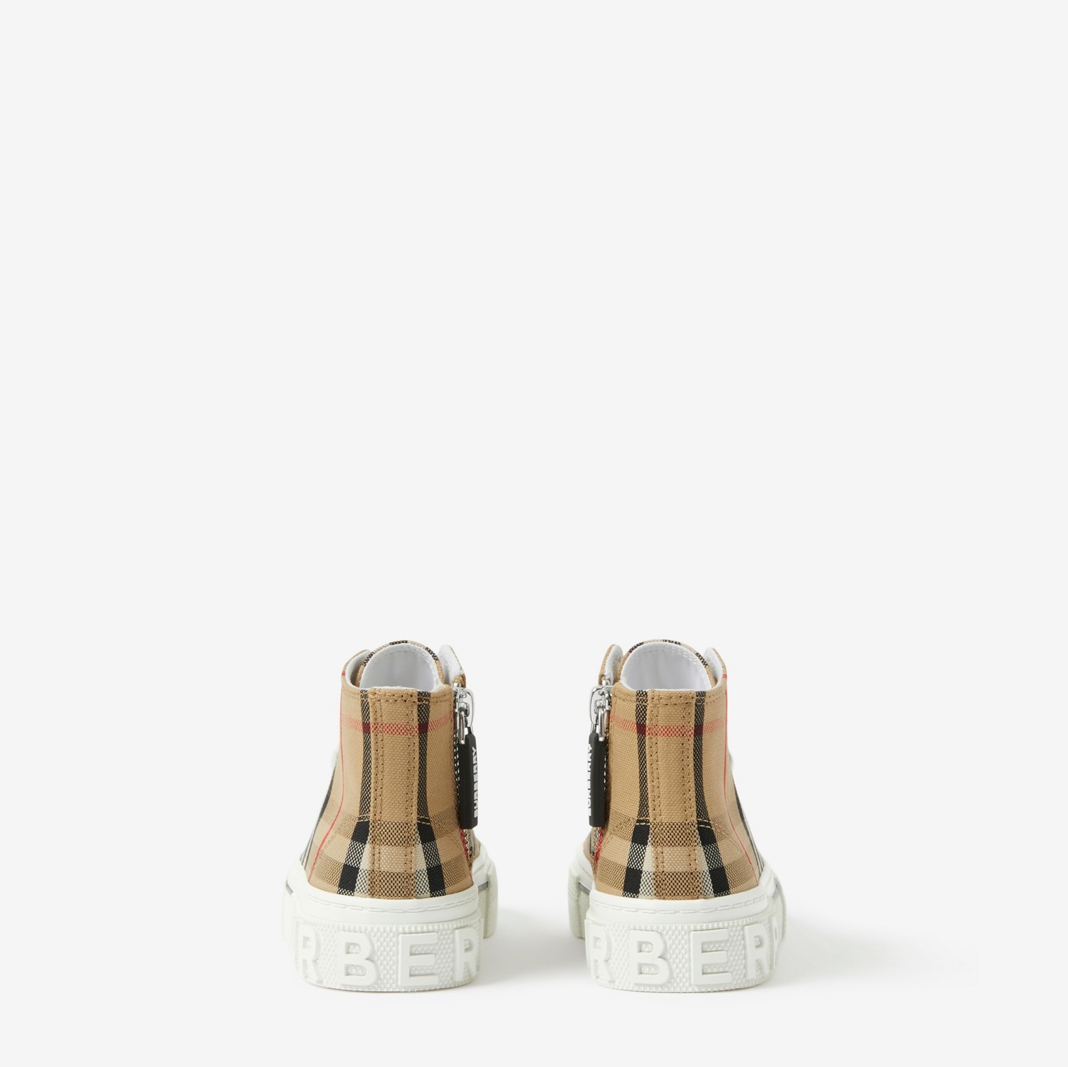 格纹棉质高帮运动鞋 (典藏米色) - 儿童 | Burberry® 博柏利官网