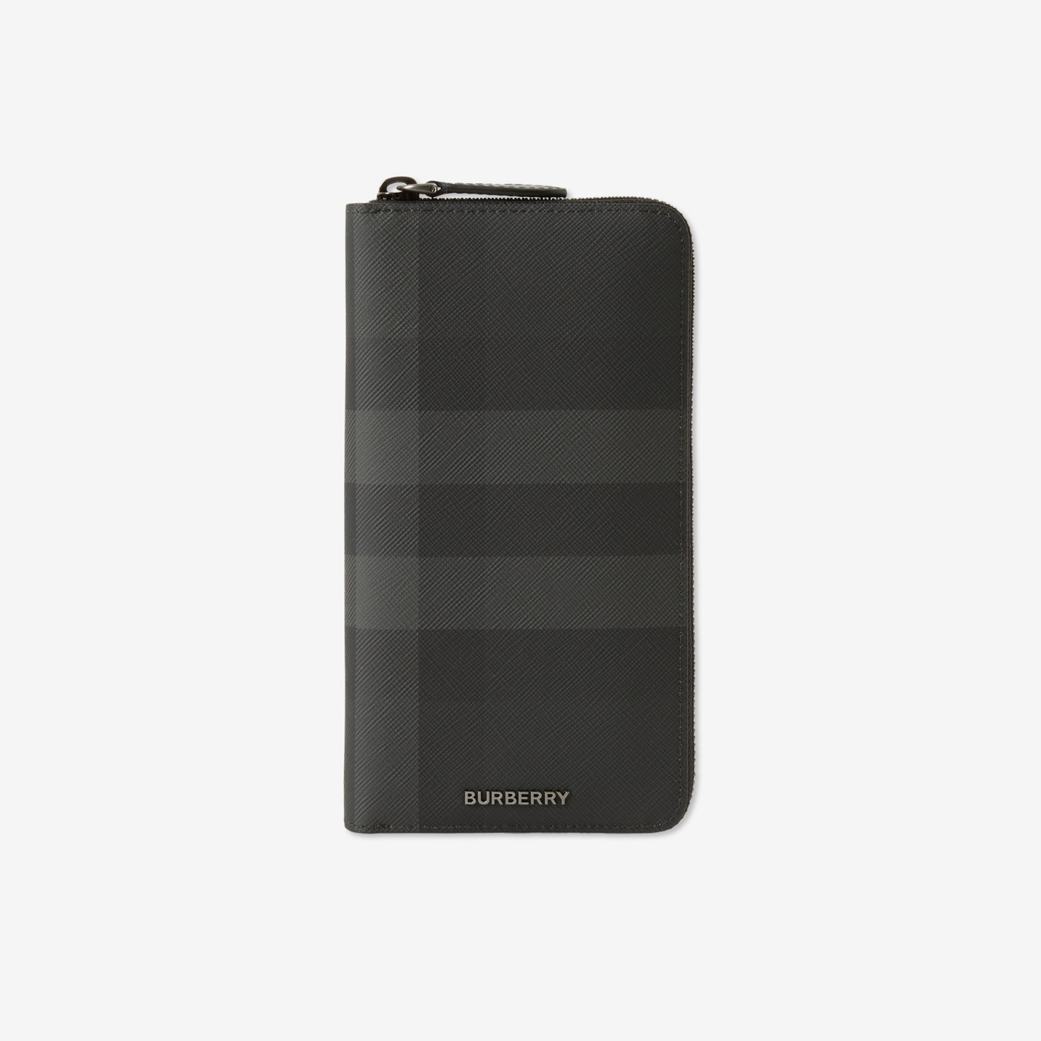 Check Zip Wallet in Charcoal - Men, Canvas | Burberry® Official