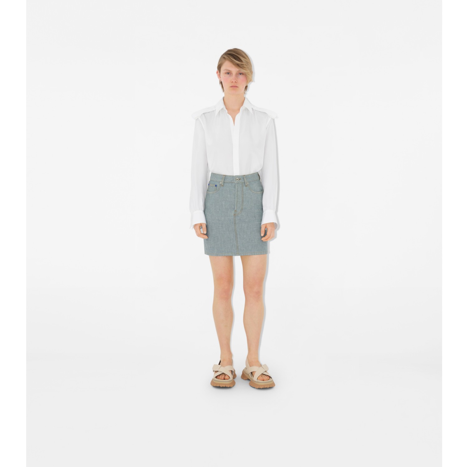EKD Denim Skirt in Denim blue - Women, Cotton | Burberry® Official