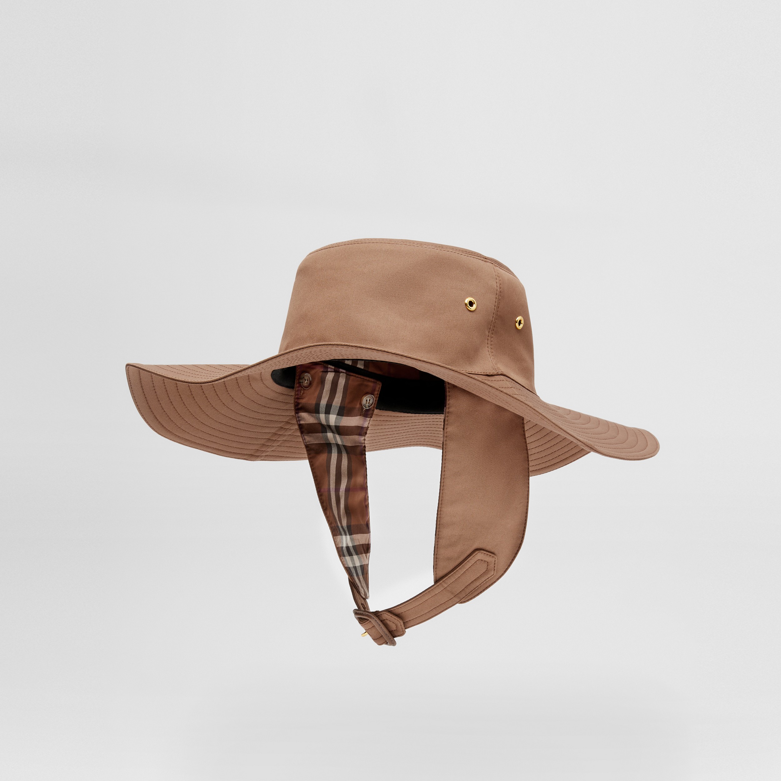 Detachable Strap Cotton Gabardine Hat in Dusty Caramel | Burberry® Official - 4