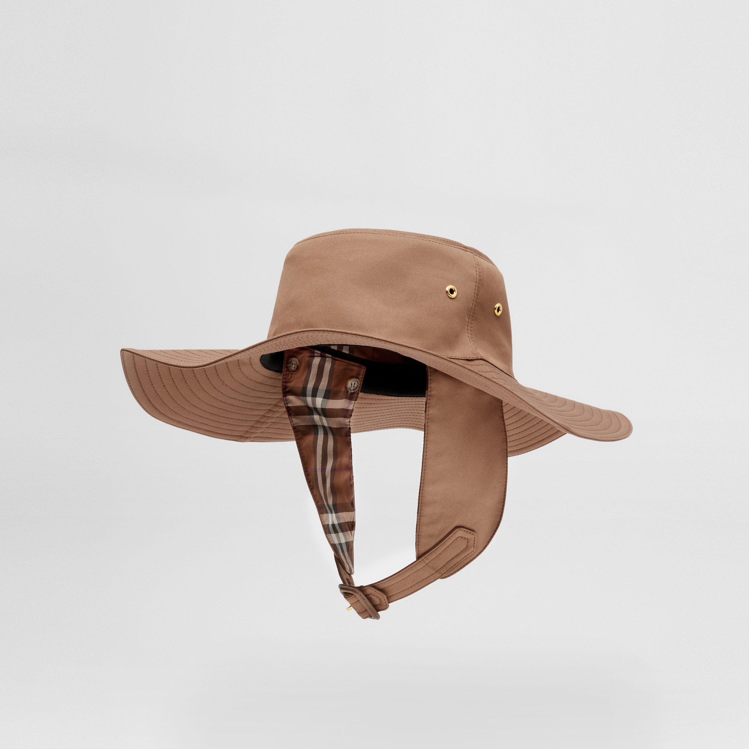 Detachable Strap Cotton Gabardine Hat in Dusty Caramel | Burberry® Official