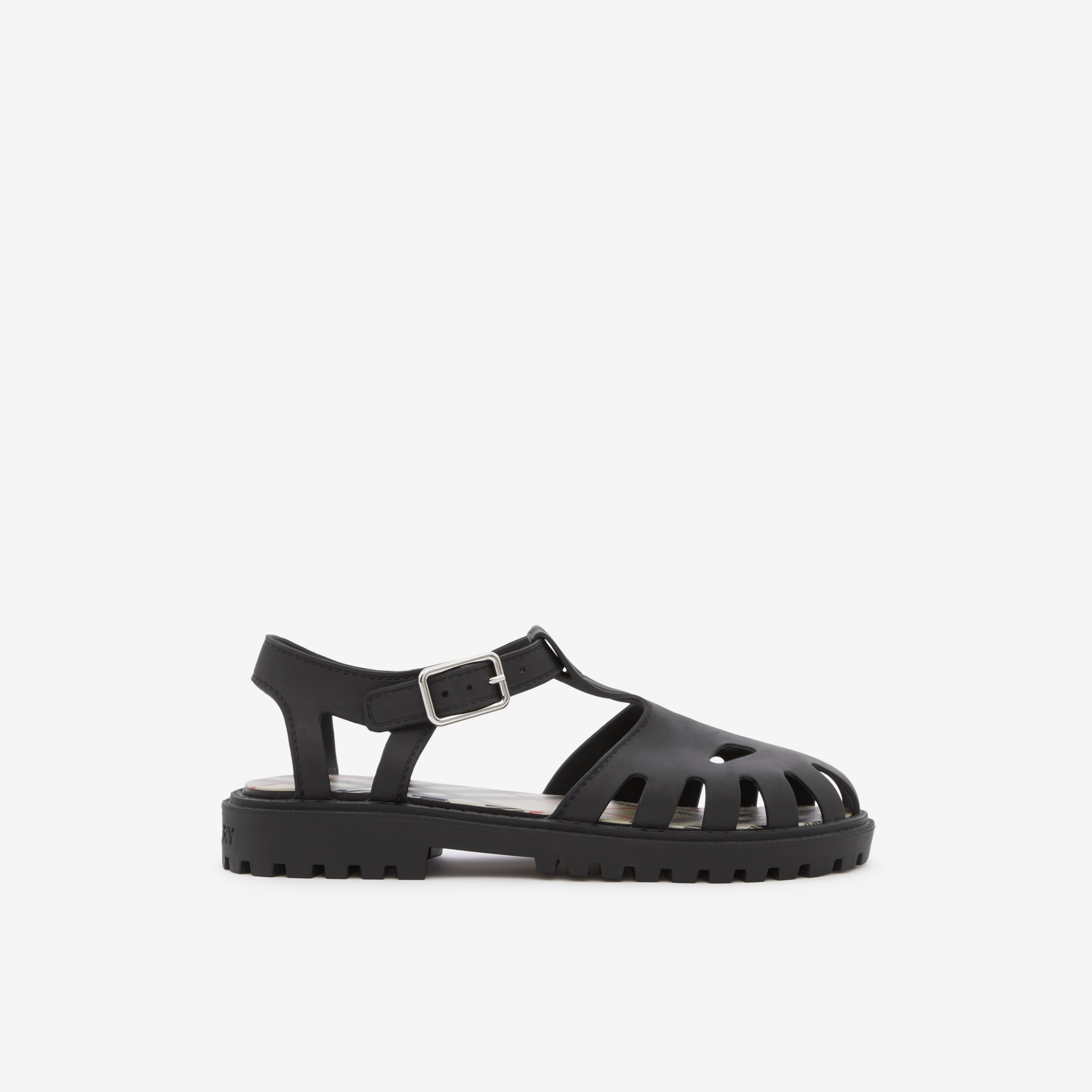 Vintage Check-lined Rubber Sandals in Black - Children | Burberry® Official - 1