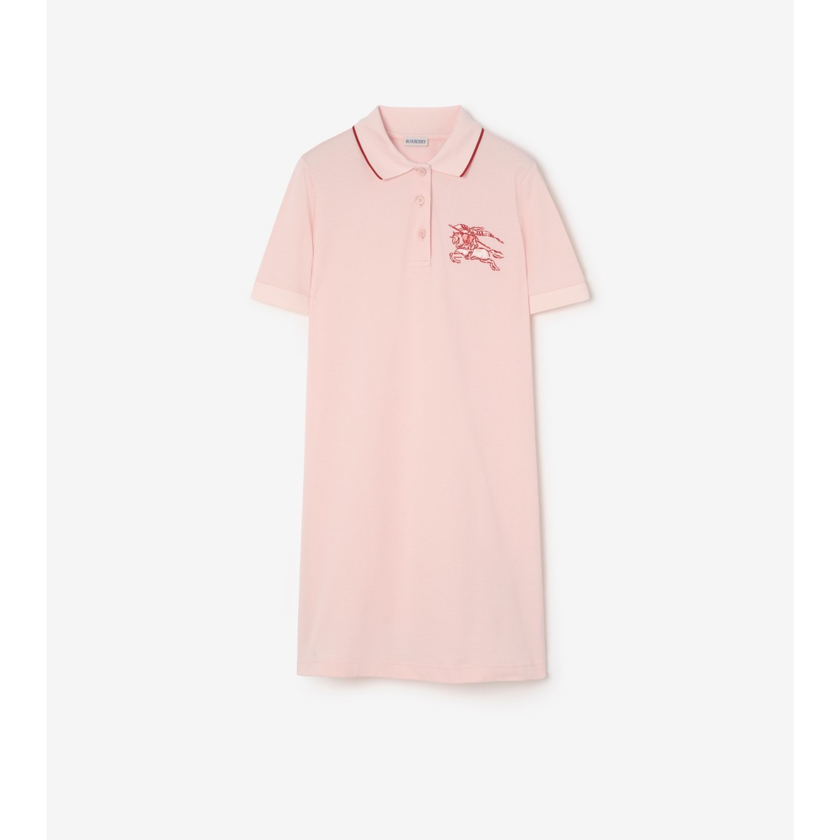  Embroidered Heart Knight Cotton Polo Shirt Dress