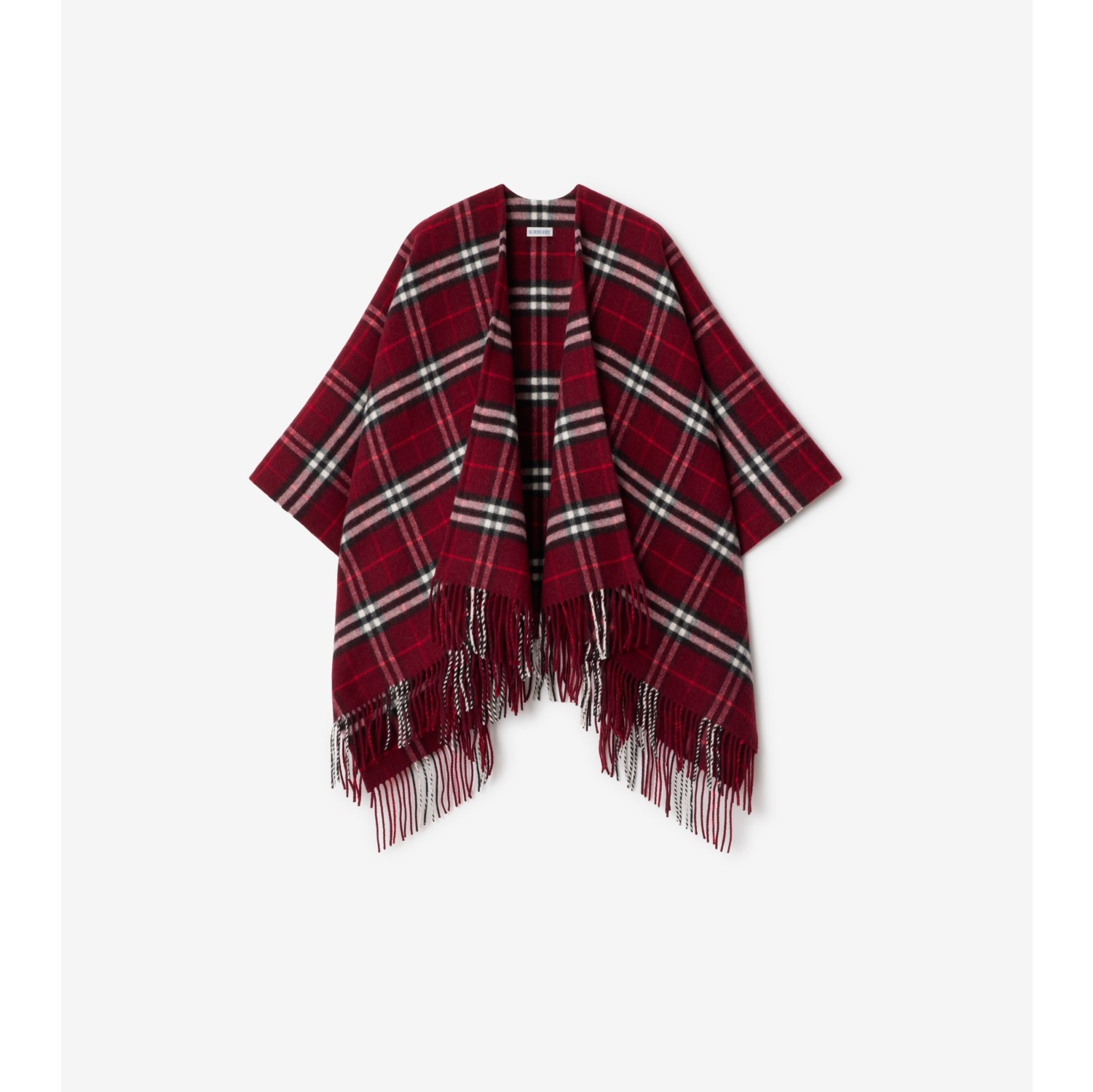 Check Wool Cashmere Cape