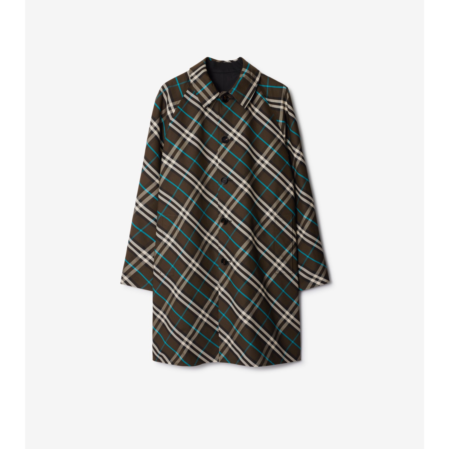 Long Reversible Gabardine Car Coat in Black - Men, Cotton | Burberry ...