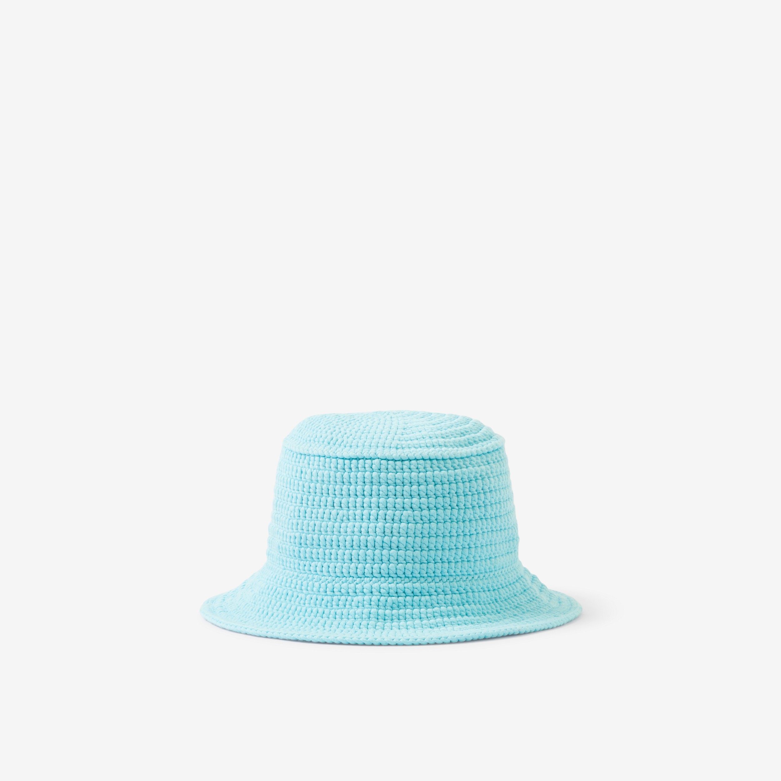 Crochet Technical Cotton Bucket Hat in Bright Topaz Blue | Burberry® Official - 3