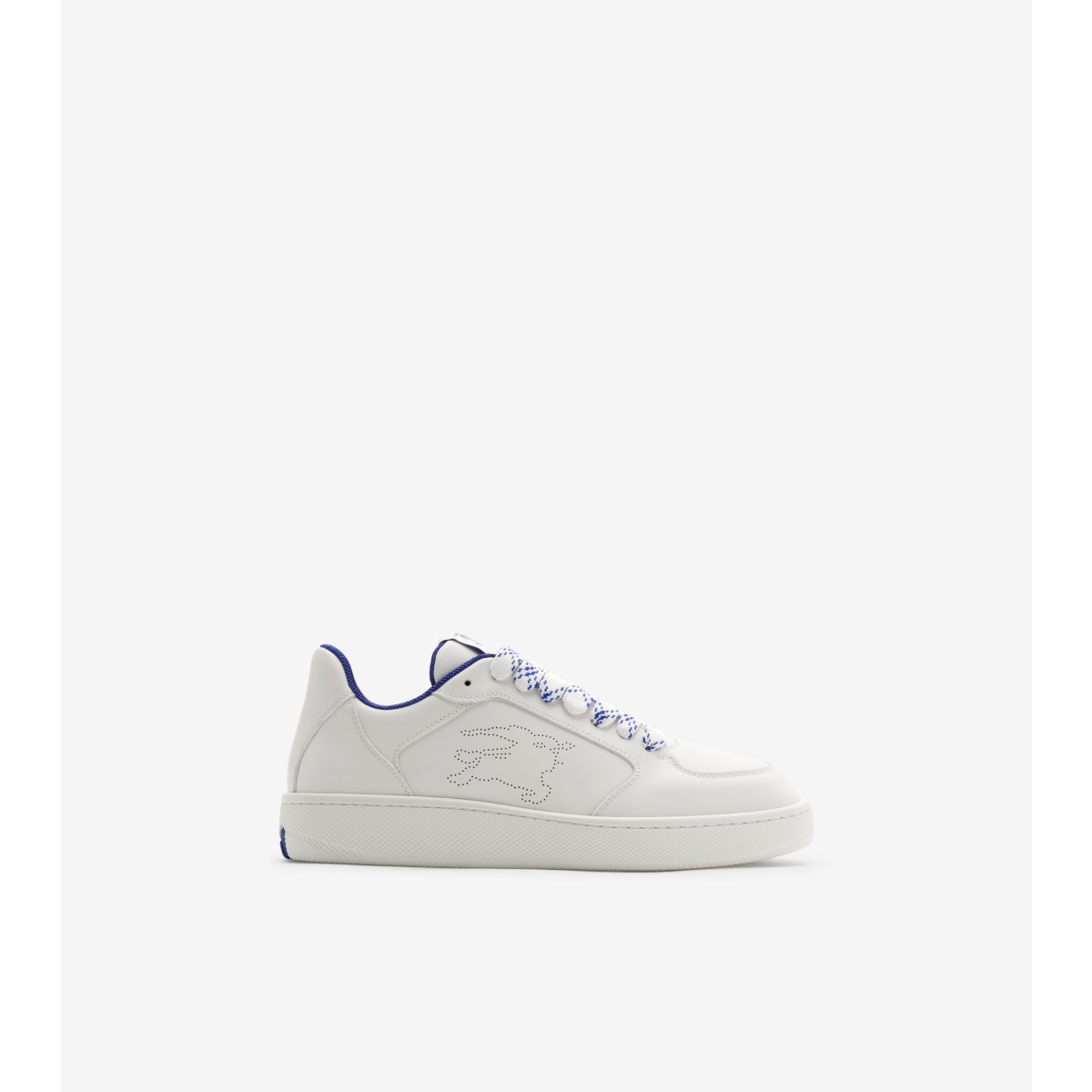 Shop Burberry Leather Stock Sneakers In White