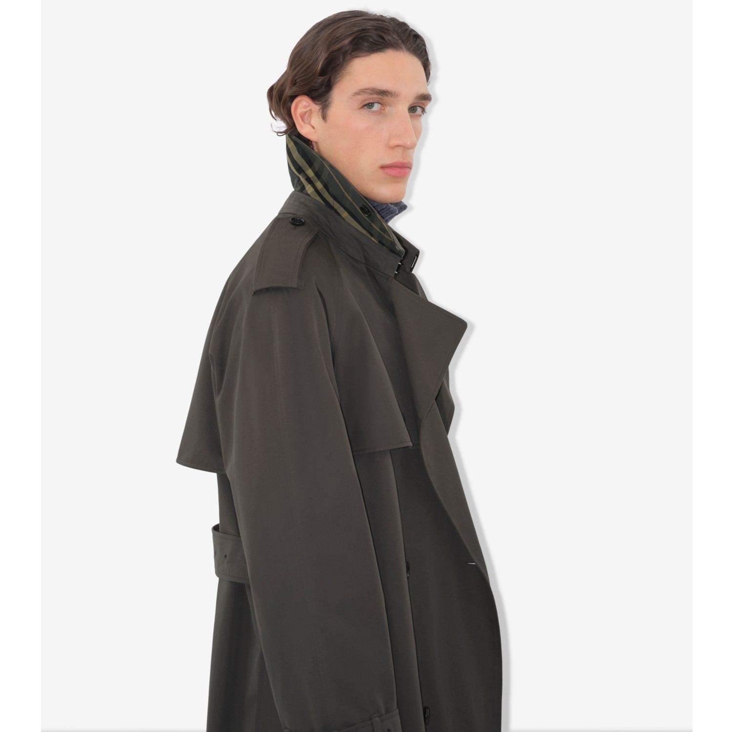 Long Gabardine Trench Coat