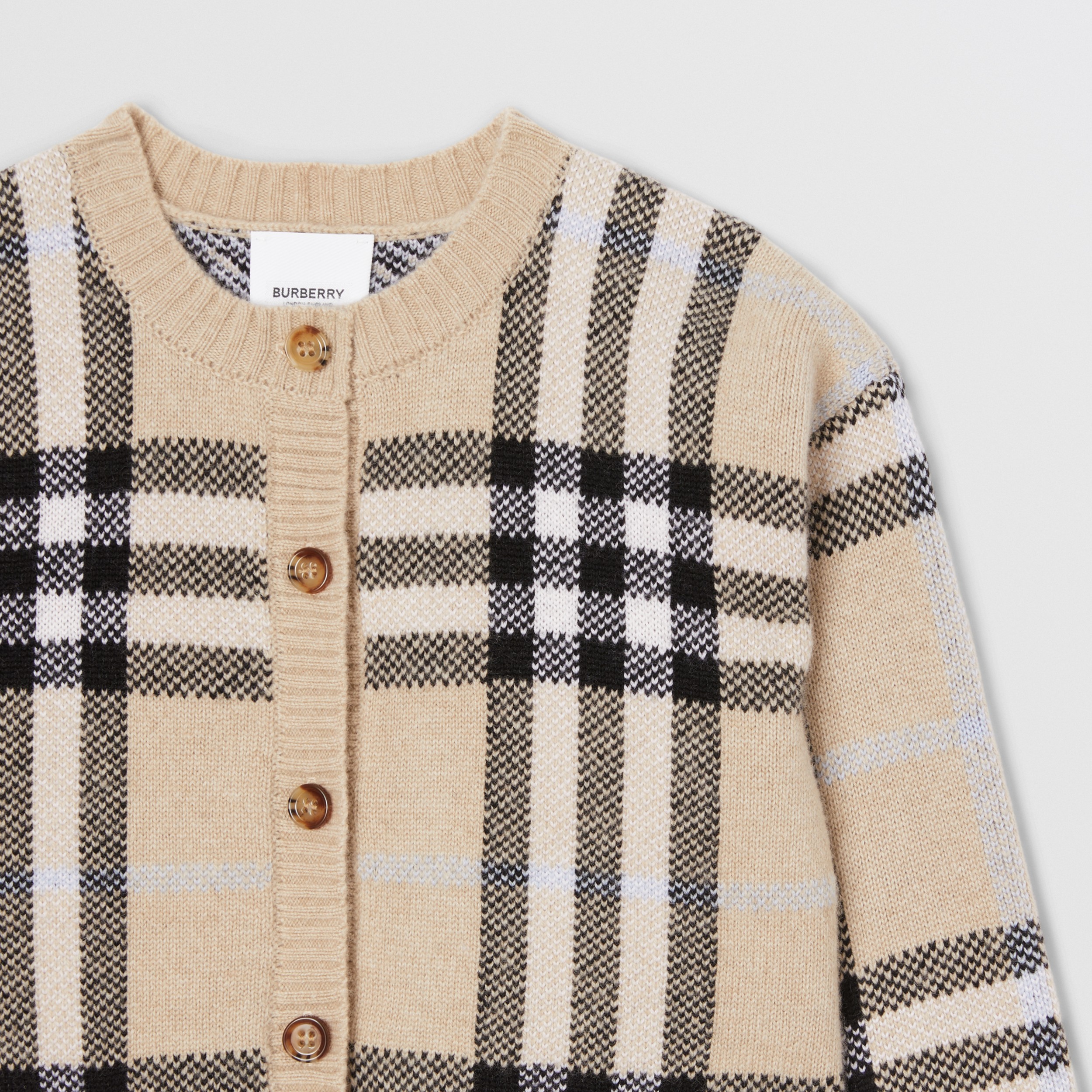 Check Wool Cashmere Blend Jacquard Cardigan In Pale Sand Burberry® Official 9354