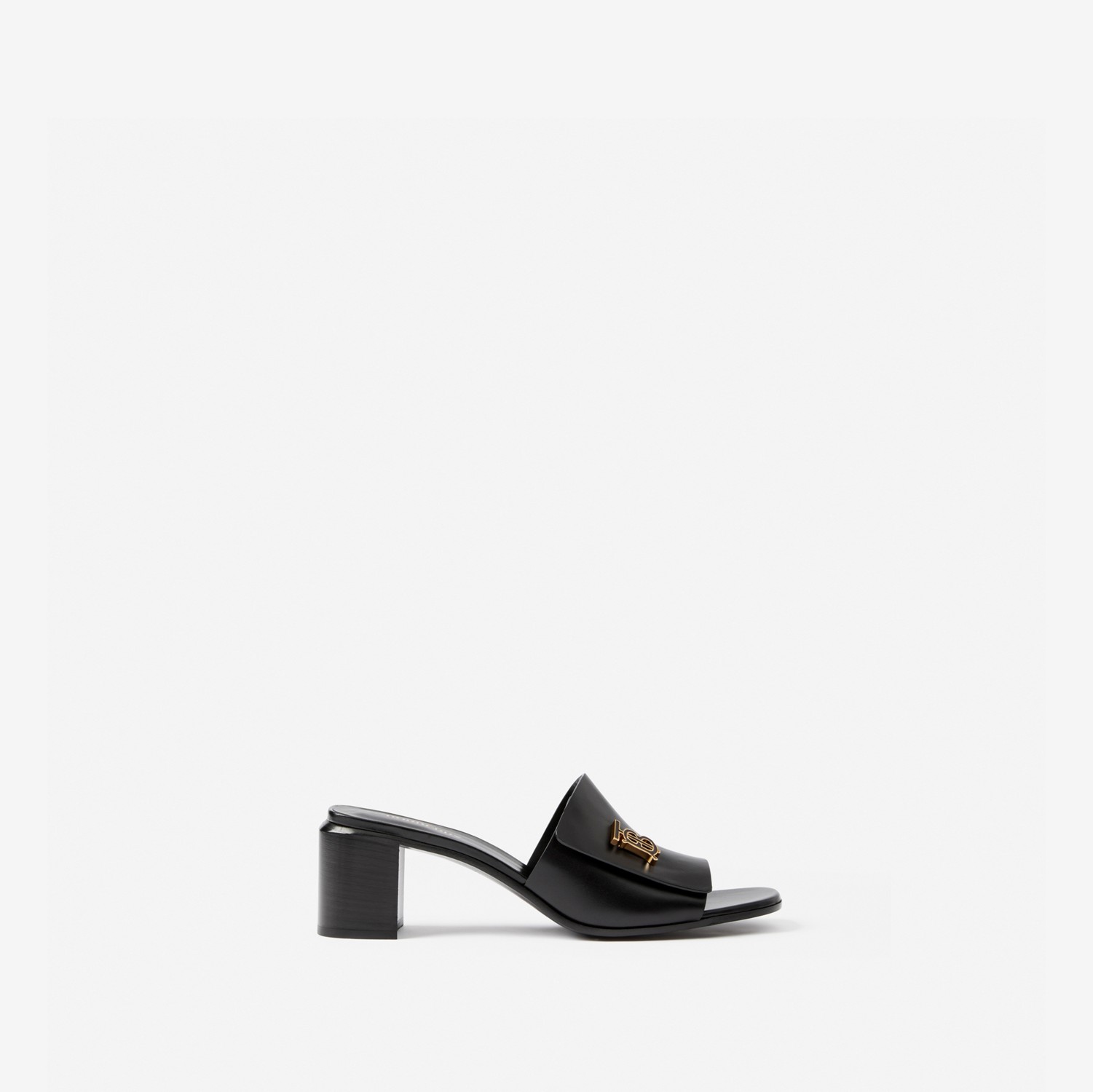 Monogram Motif Leather Mules in Black - Women | Burberry® Official