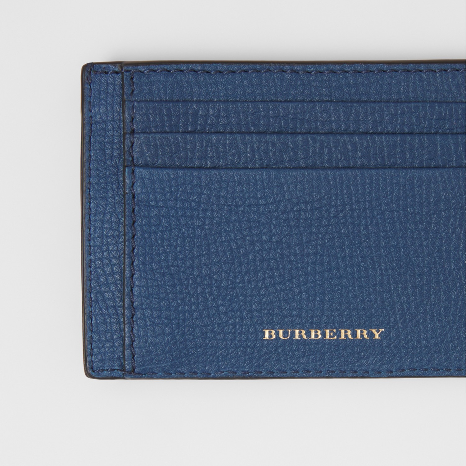 House Check and Leather Money Clip Card Case in Deep blue - Men | Burberry® Official