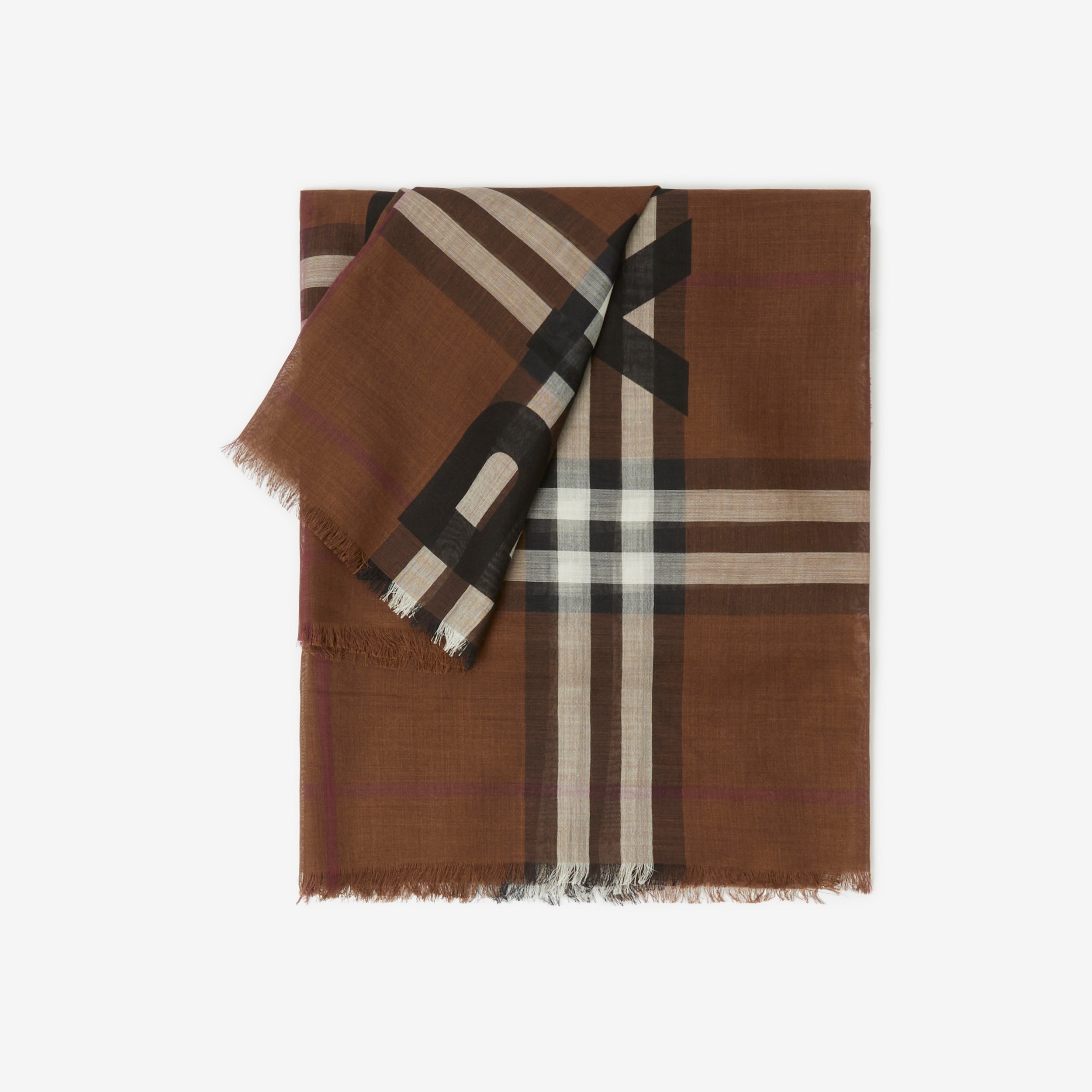 Montage Print Wool Silk Large Square Scarf in Dark Birch Brown | Burberry® Official - 3