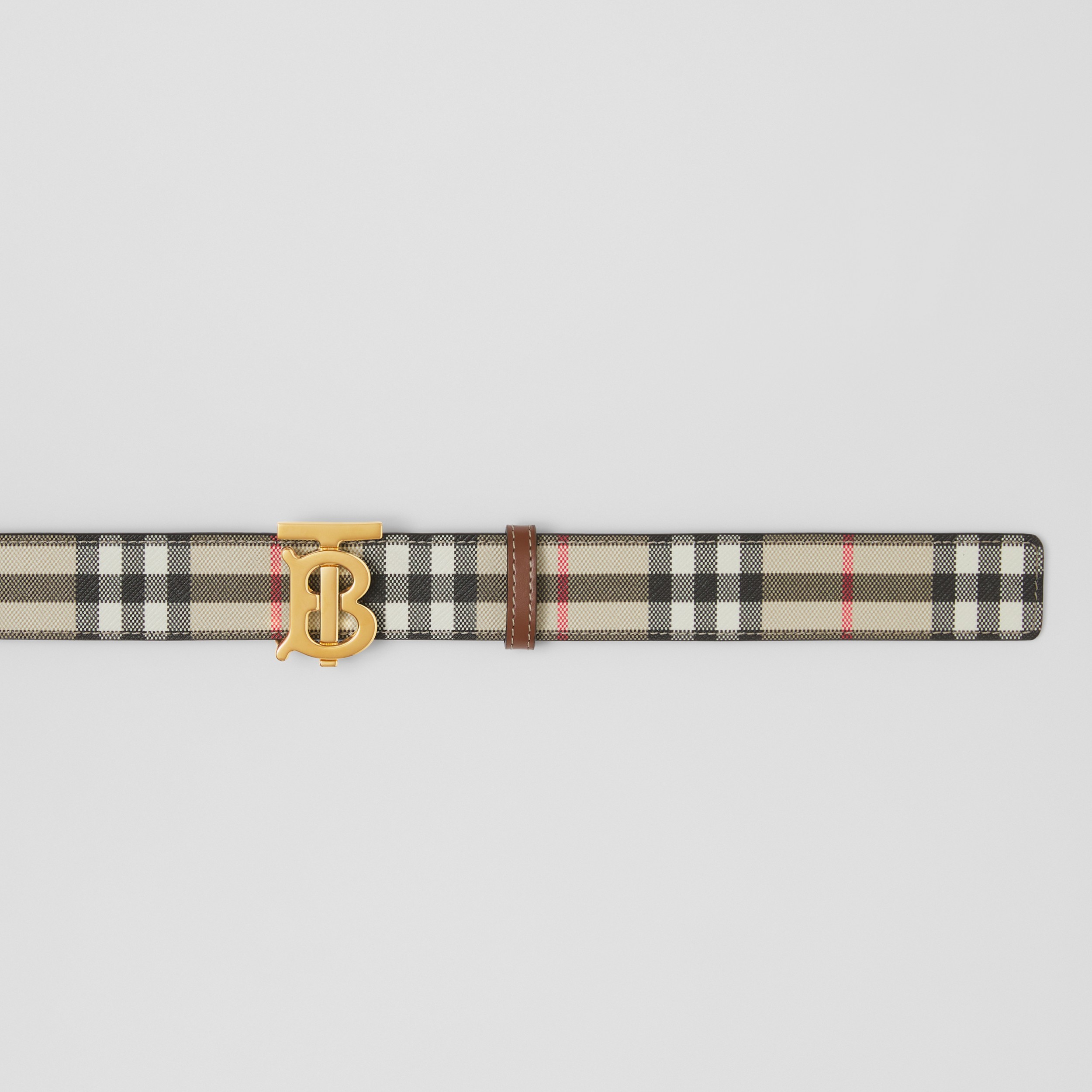 Reversible Vintage Check and Leather TB Belt in Archive Beige/tan/gold - Women | Burberry® Official - 2