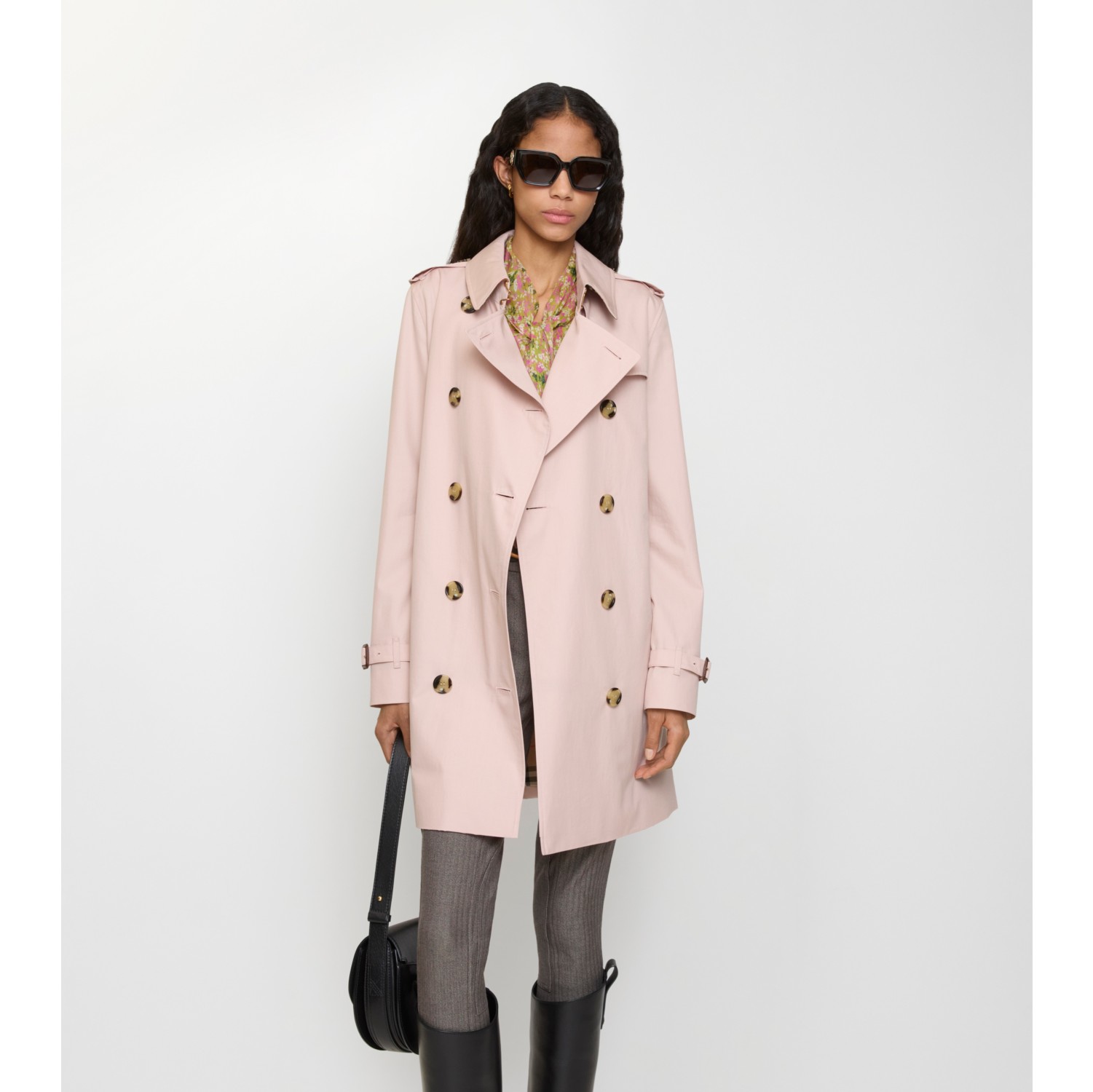 Short Tropical Gabardine Kensington Trench Coat in Pale sugar pink - Women, Cotton Gabardine | Burberry® Official