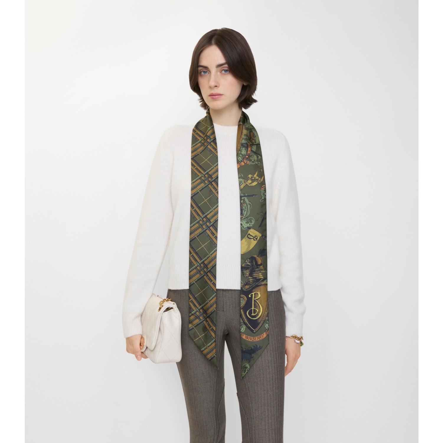 Skinny Reversible Etched Knight Silk Scarf