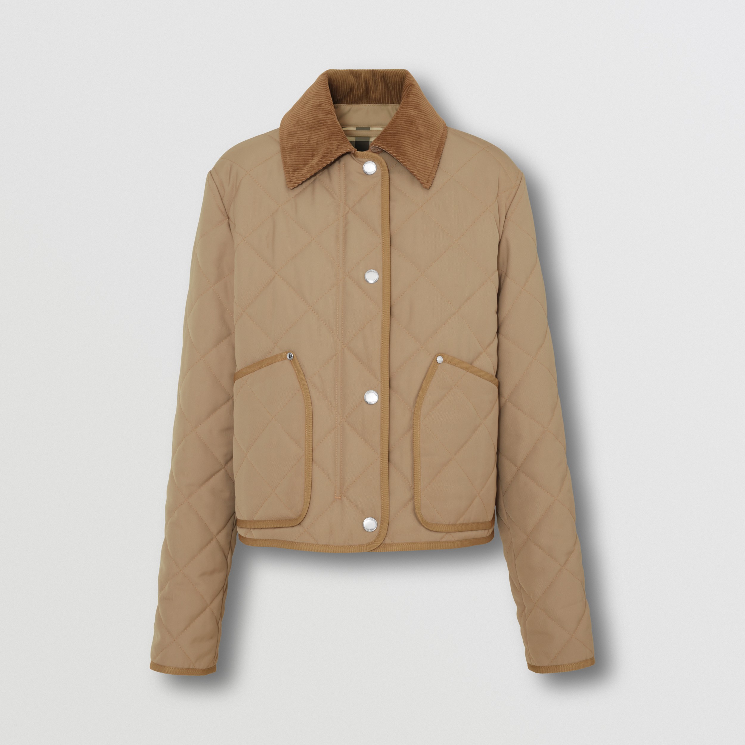 EKD Diamond Quilted Cropped Jacket in Warm Fawn - Women | Burberry® Official - 1