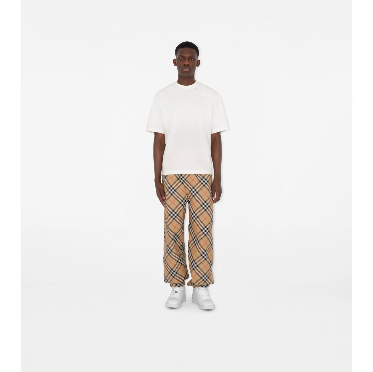 Check Twill Trousers in Sand - Men