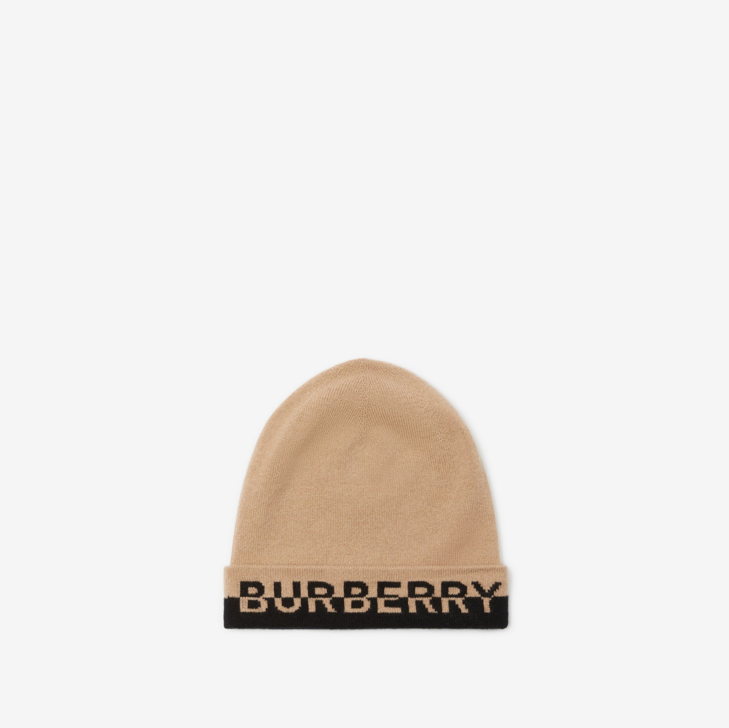 Gorro de cashmere com logotipo em intársia (Bege Clássico/preto) | Burberry® oficial