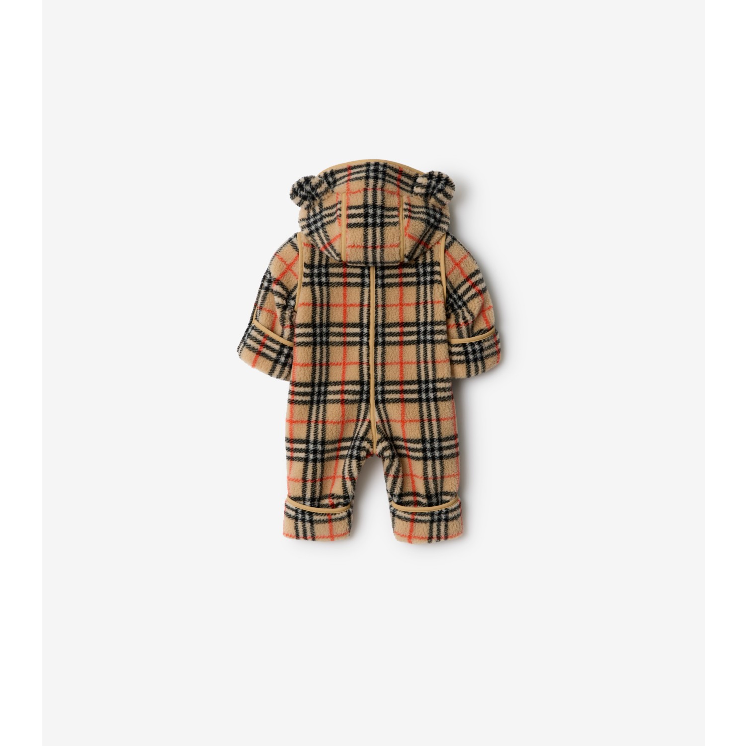 Check Fleece Hooded Jumpsuit