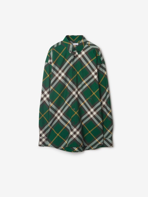 Shop Burberry Check Cotton Shirt In Ivy