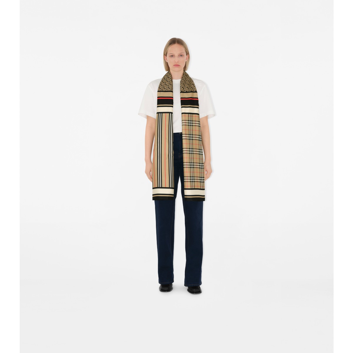  Check Montage Print Scarf