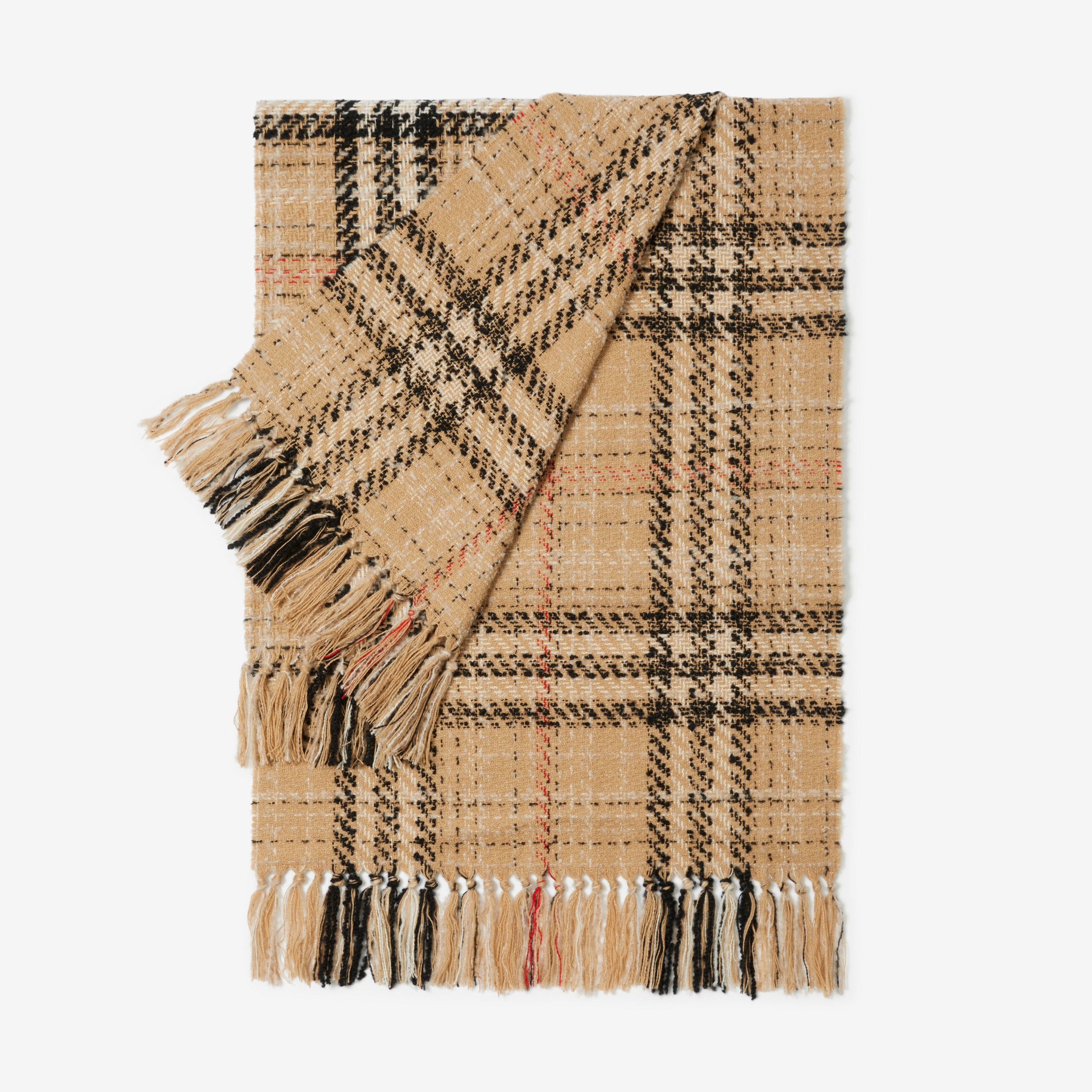 Check Cashmere Silk Blend Tweed Scarf in Archive Beige | Burberry® Official - 3