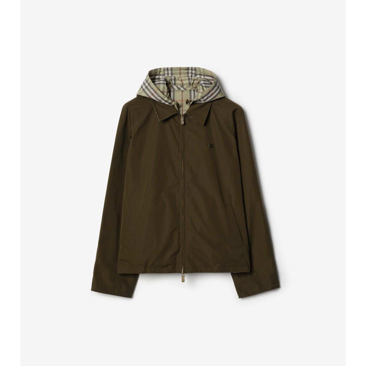 Reversible Check Cotton Jacket in Marsh green - Men | Burberry® Official