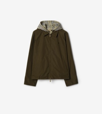 Reversible Check Cotton Jacket in Marsh green - Men | Burberry