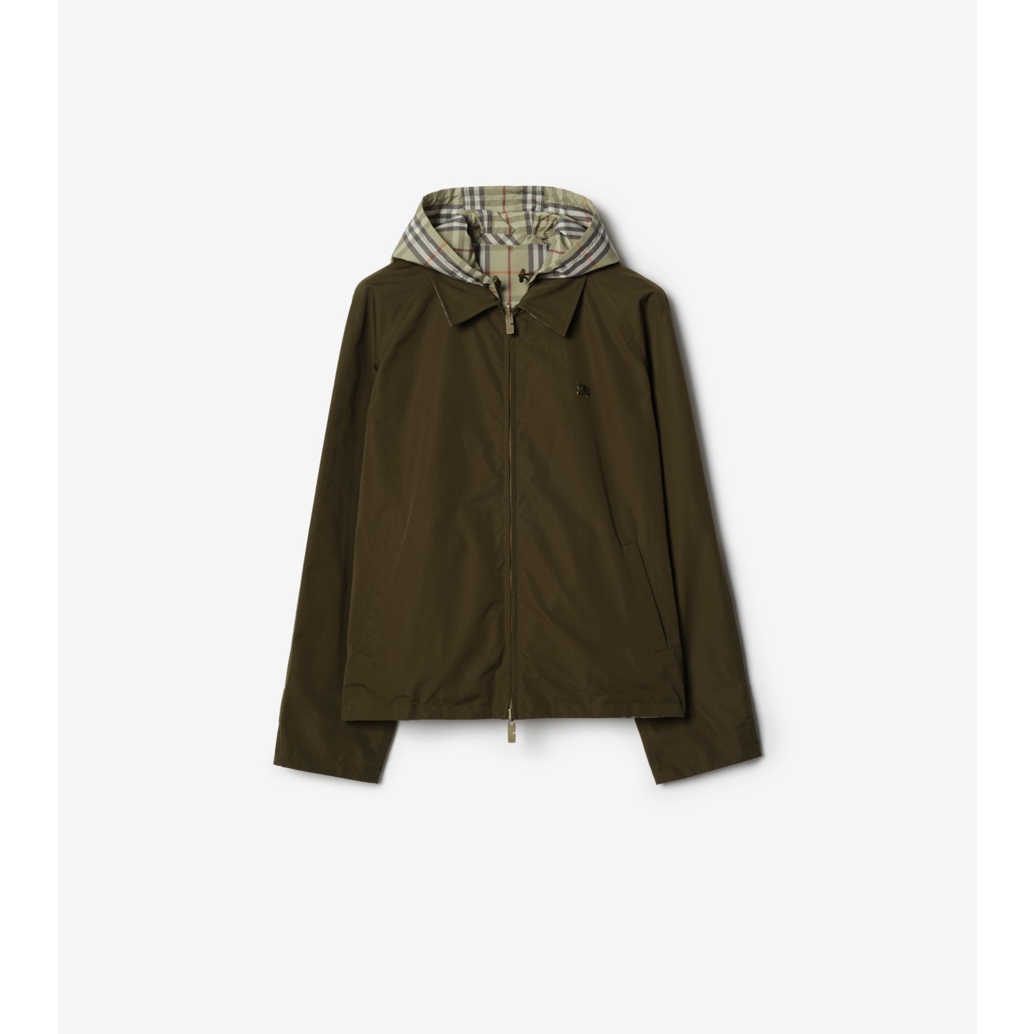 Reversible Check Cotton Jacket in Marsh green - Men | Burberry® Official