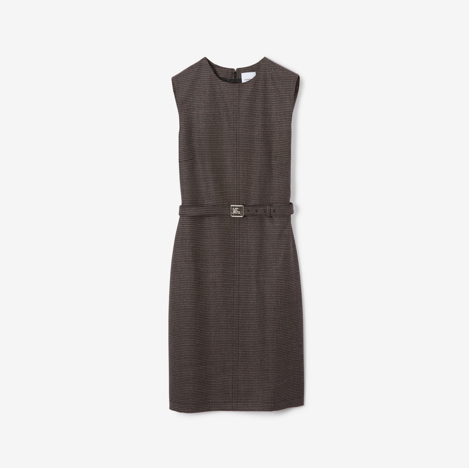 Sleeveless Check Wool Dress in Grey/red Melange - Women | Burberry® Official