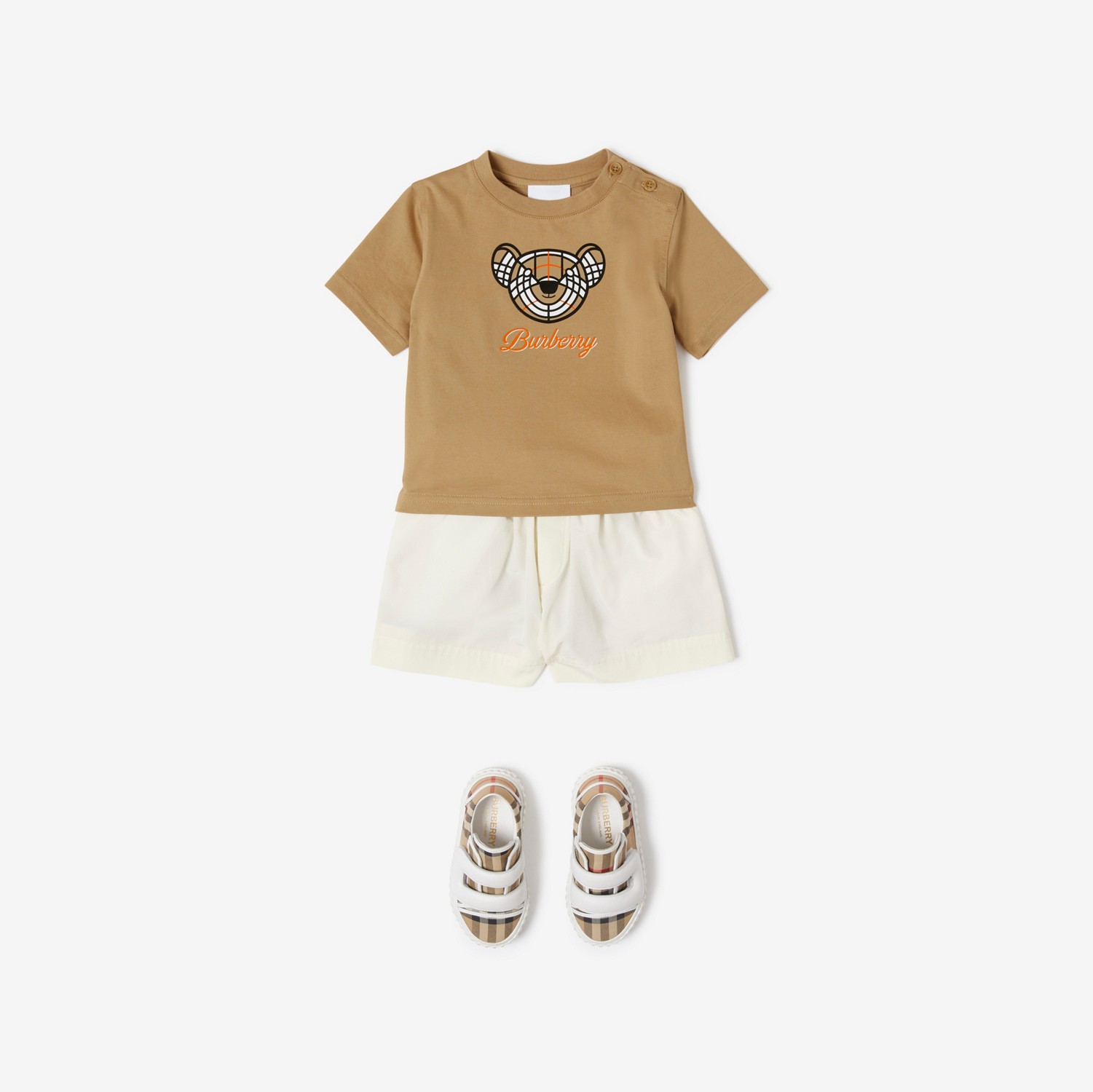 Thomas Bear Motif Cotton T-shirt in Archive Beige - Children | Burberry® Official