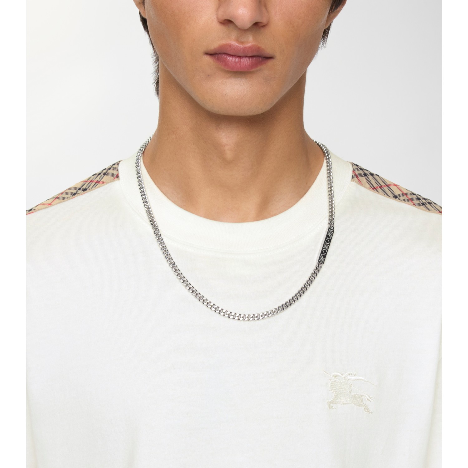 Engraved Check Chain Necklace in Silver - Men | Burberry® Official