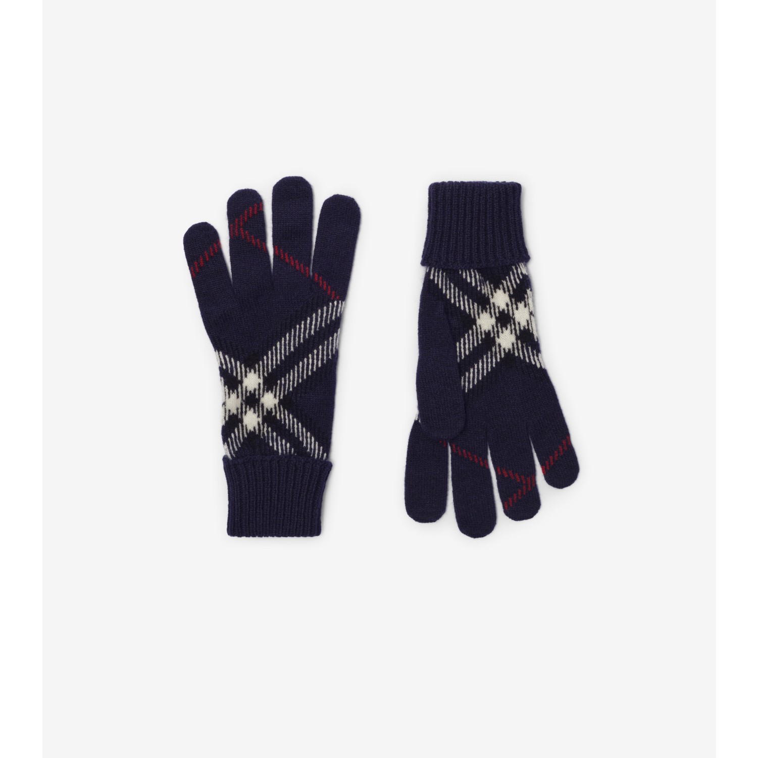 Check Cashmere Blend Gloves