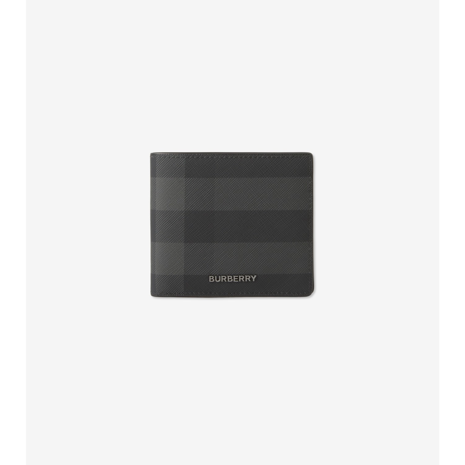 Check Bifold Coin Wallet in Charcoal - Men, Canvas | Burberry® Official
