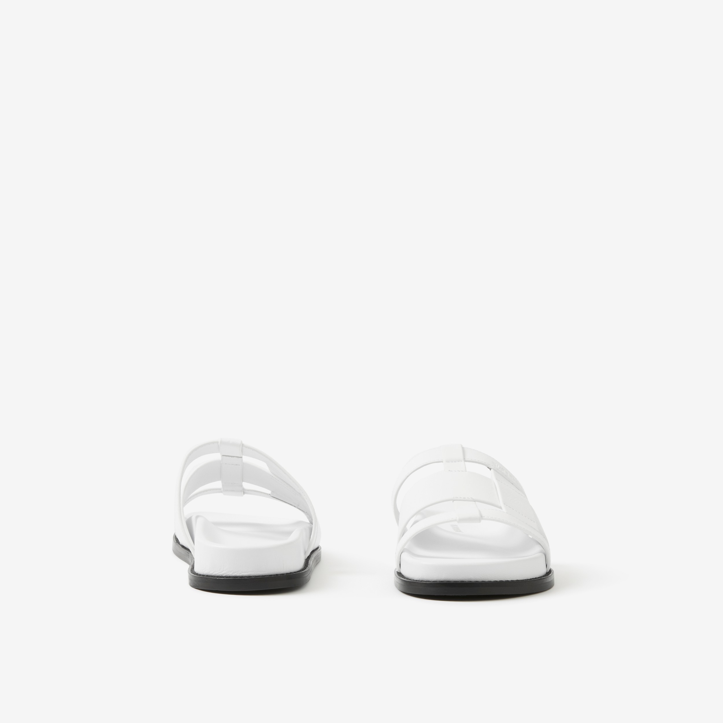 Woven Leather Slides in White - Women | Burberry® Official - 4