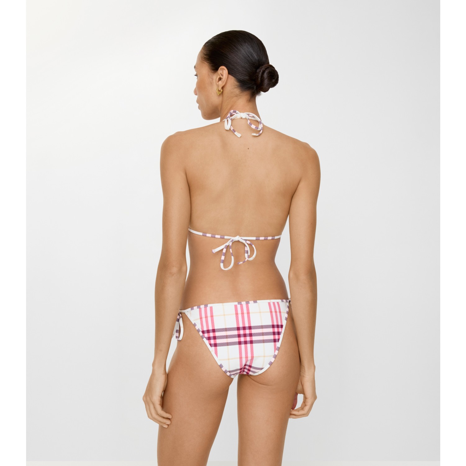 Check Bikini Top in Aubergine purple - Women, Nylon | Burberry® Official